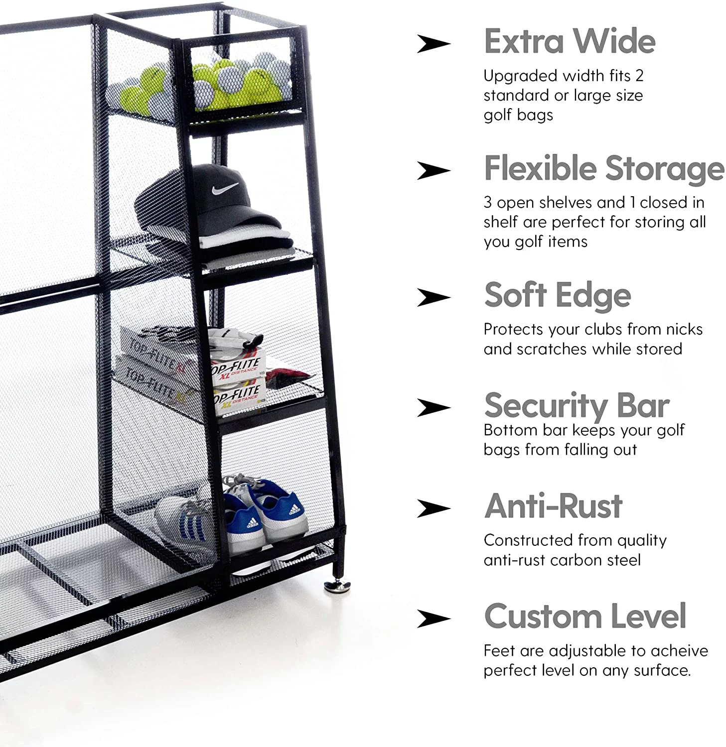 Milliard Golf Organizer – Extra Large Size – Fit 2 Golf Bags and Other Golfing Equipment and Accessories in This Handy Storage Rack – Great Gift Item