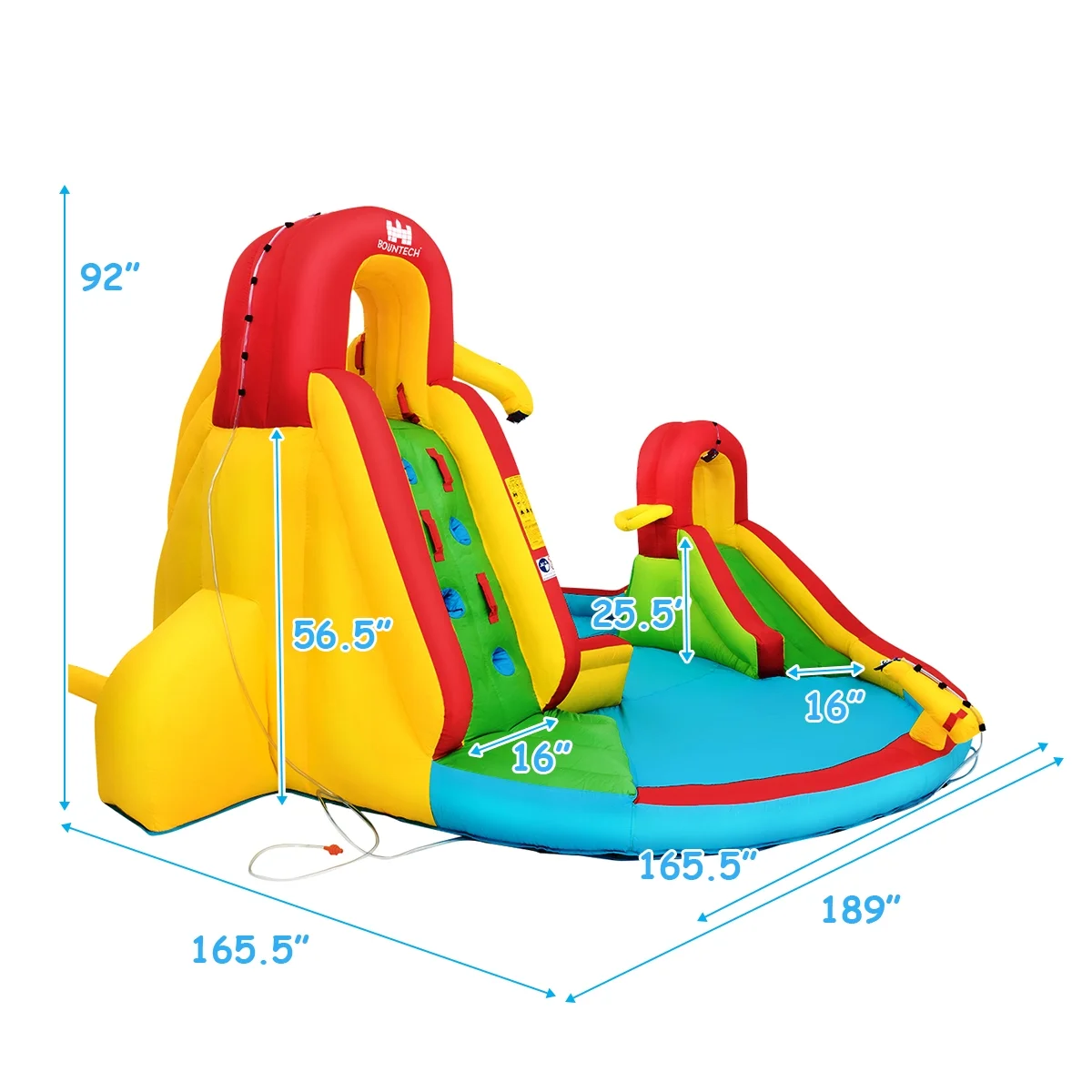 Costway Kids Inflatable Water Slide Bounce Park Splash Pool w/Water Cannon & 480W Blower