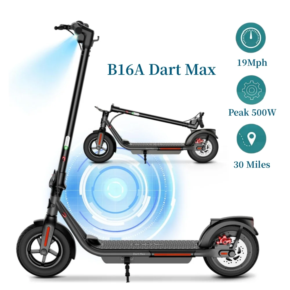 SISIGAD Electric Scooter for Adults, B15 Dart Jr 300W Folding Commuting Kick Scooter with Double Braking System, 8.5″ Solid Tires, 19Mph Speed, 15 Miles Long Range