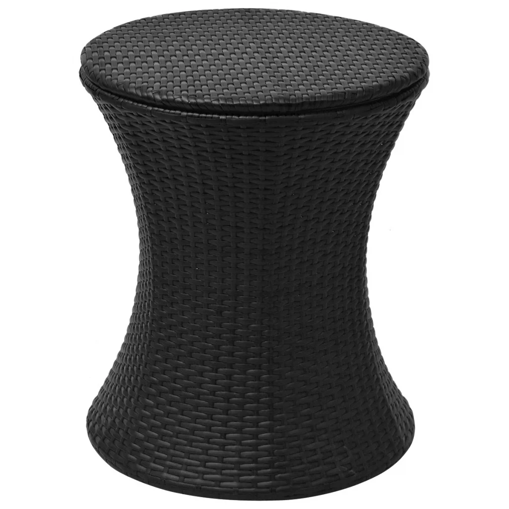 Online Gym Shop  Outdoor Ice Cooler Bucket Table Poly Rattan – Black