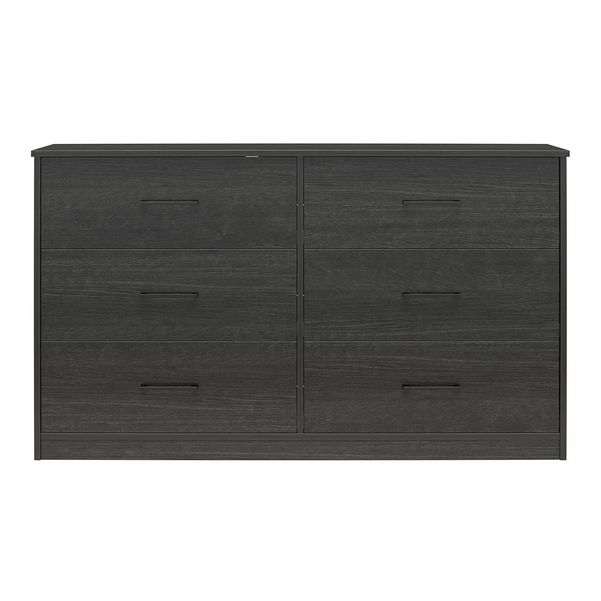 Ameriwood Home BrEZ Build Pearce Wide 6 Drawer Dresser, Black Oak