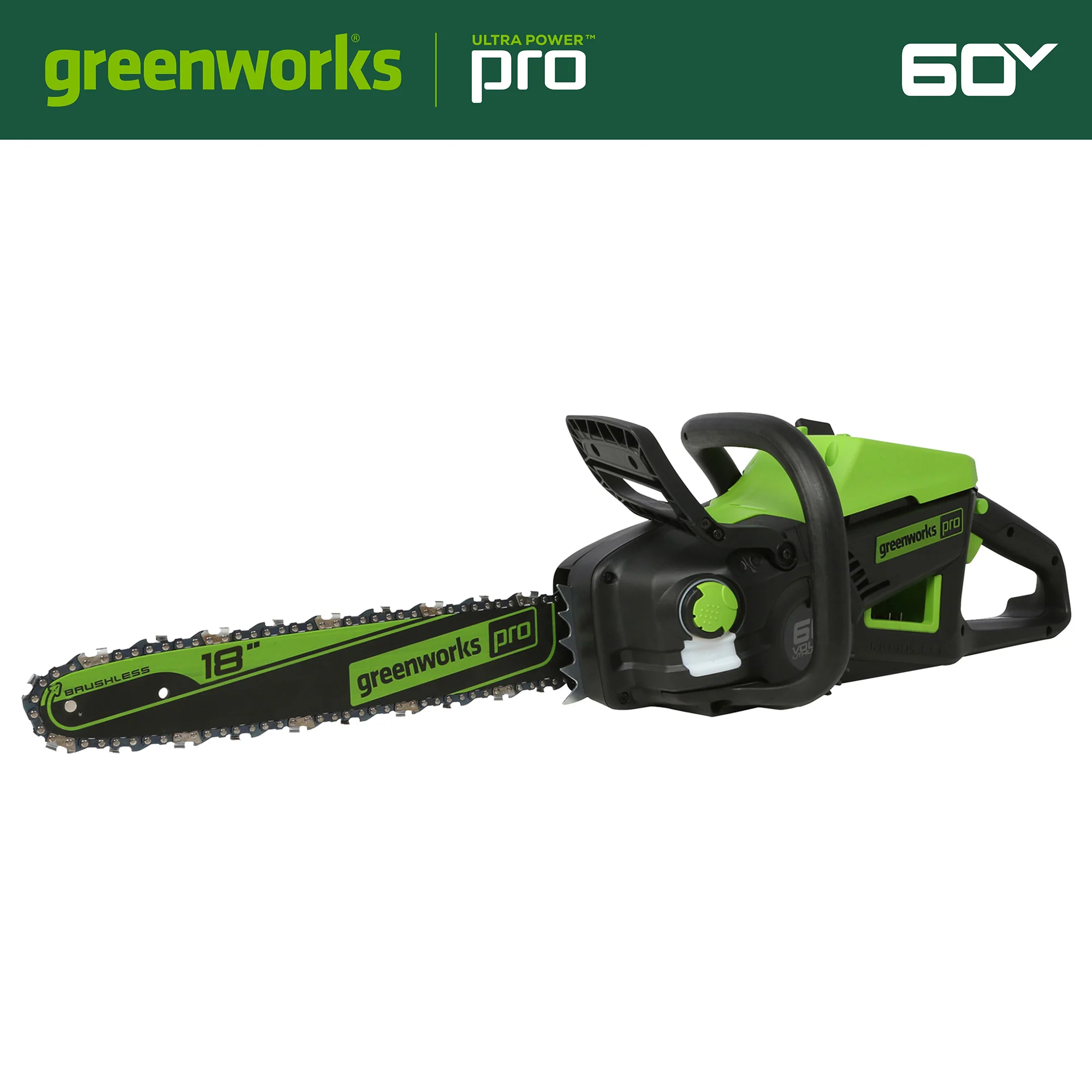 Greenworks 60V 18″ Cordless Chainsaw with 4.0Ah Battery & Charger 2019302