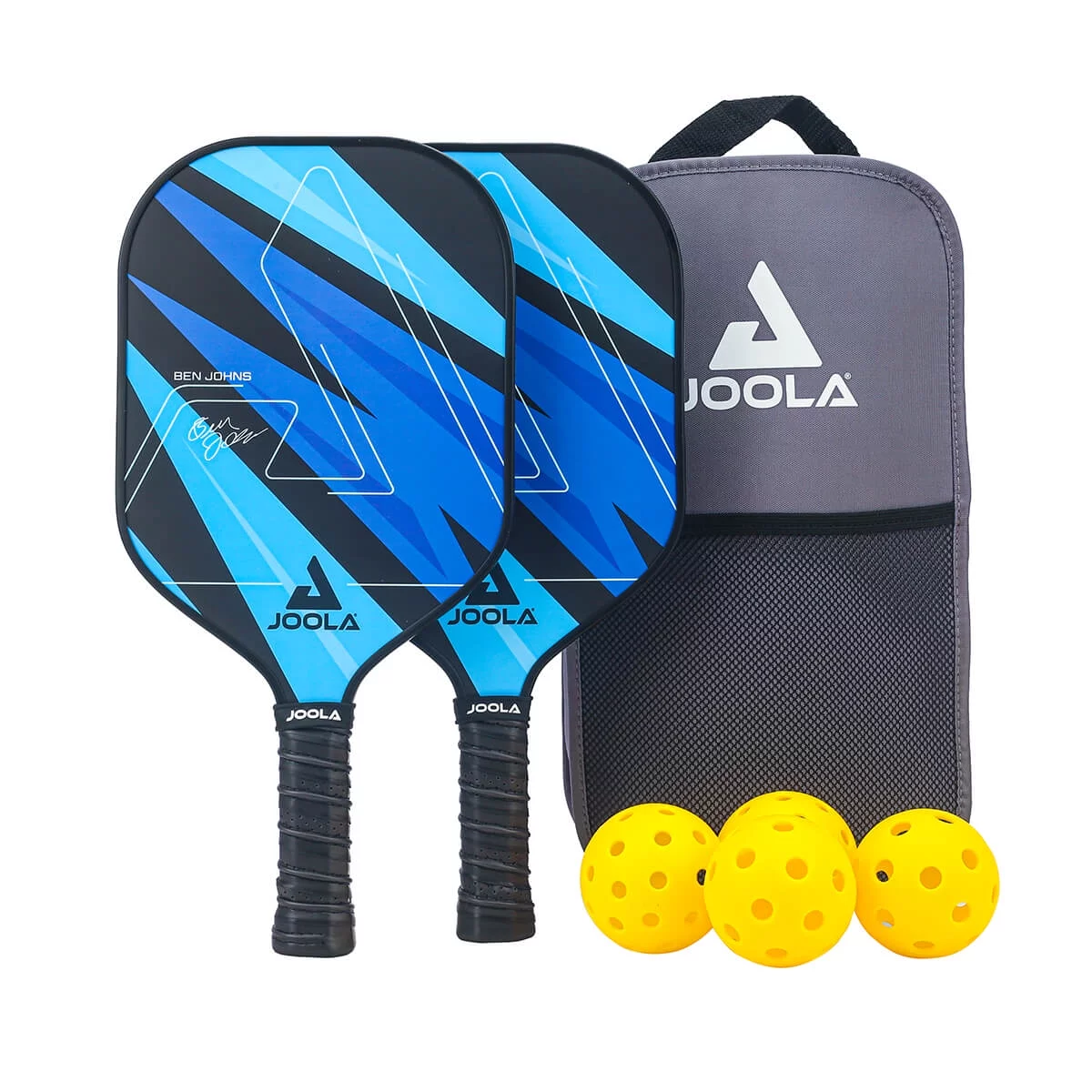 JOOLA Ben Johns Blue Lightning Pickleball Set, 2 Paddles, Paddle Bag, 4 Balls, Blue