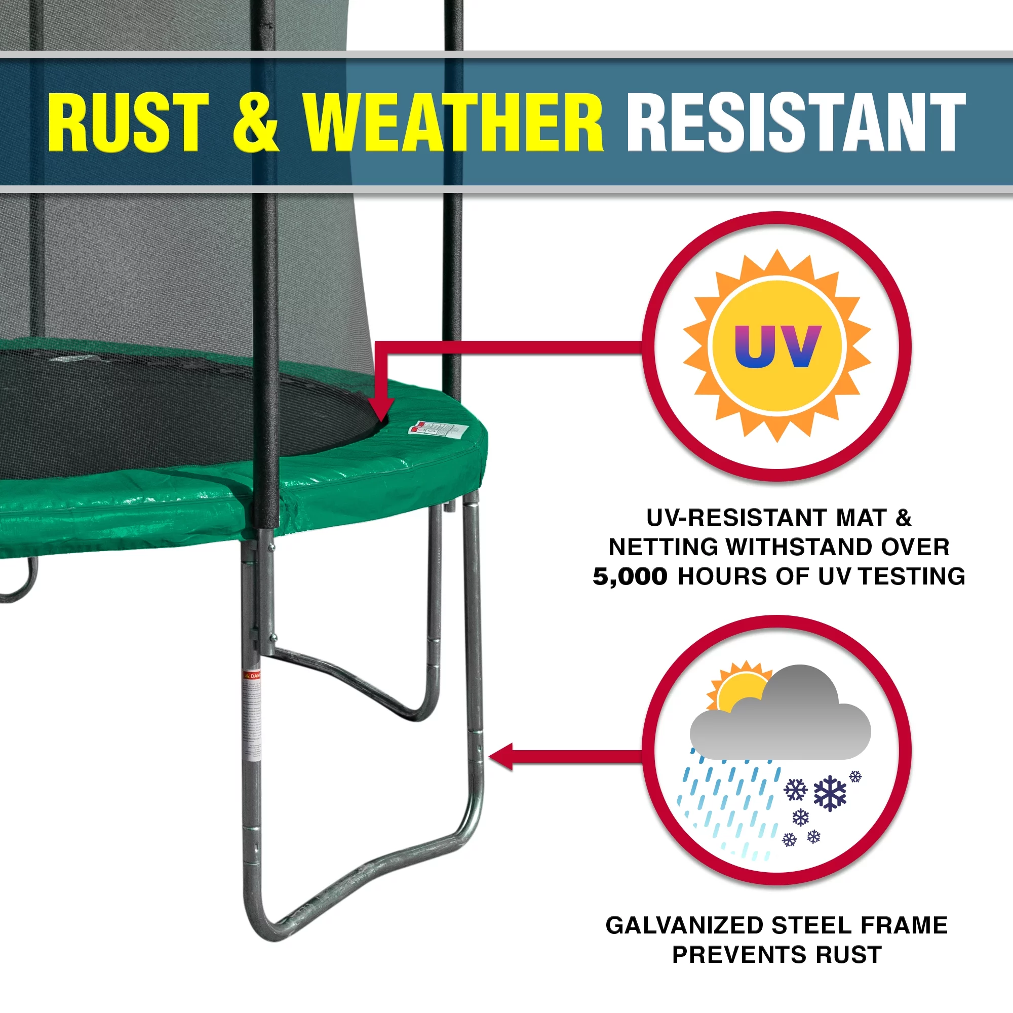 TruJump 12′ Trampoline with Safety Enclosure & Jump Mat with Lifetime Warranty