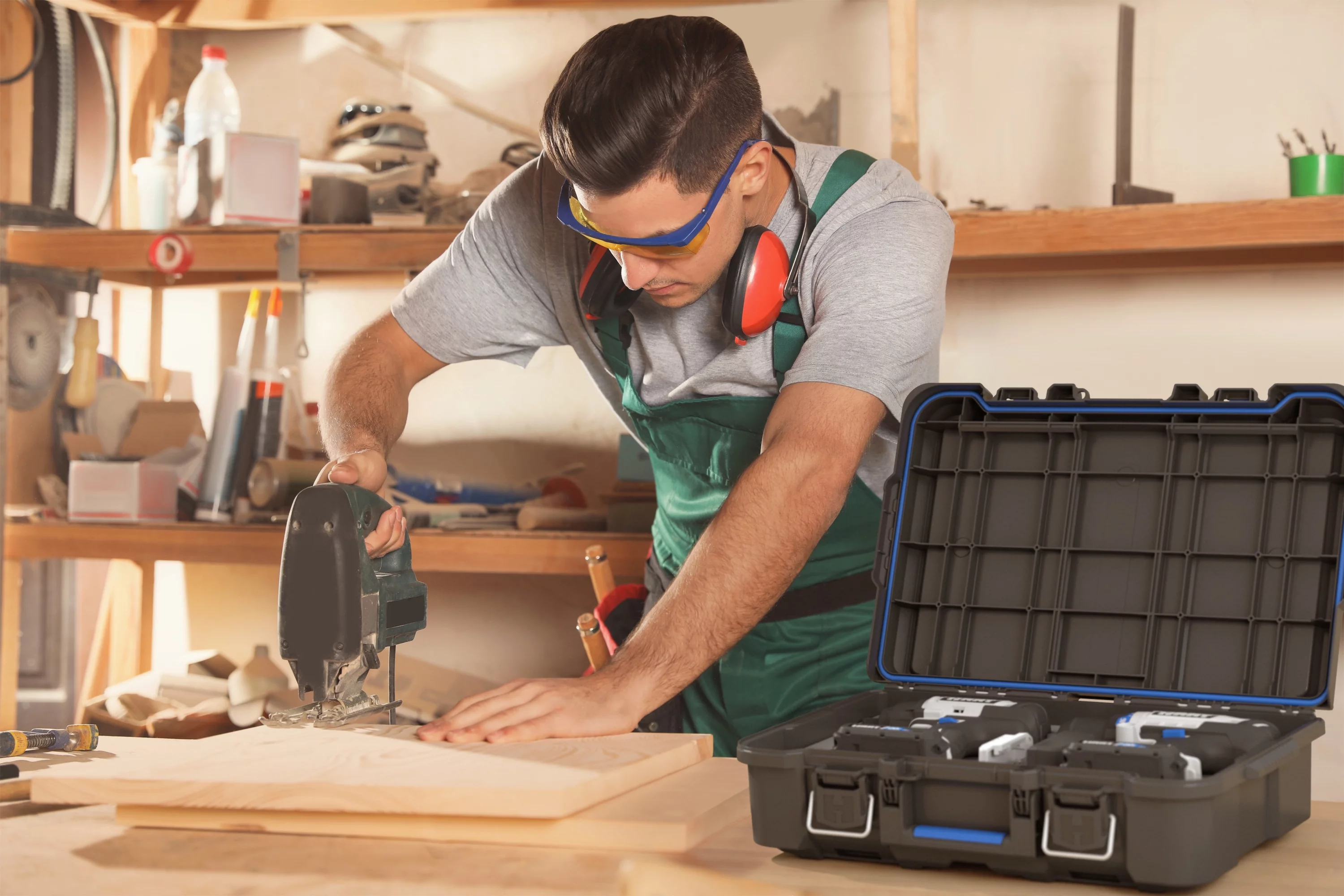 HART Stack System Tool Box with Small Blue Organizer & Dividers, Fits HART’s Modular Storage System