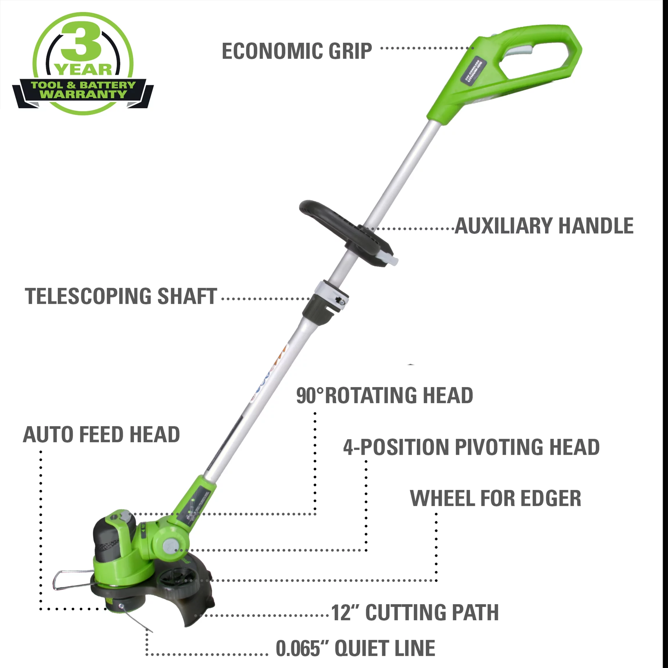 Greenworks 24V Cordless String Trimmer and Blower Combo, 2Ah Battery and Charger Included