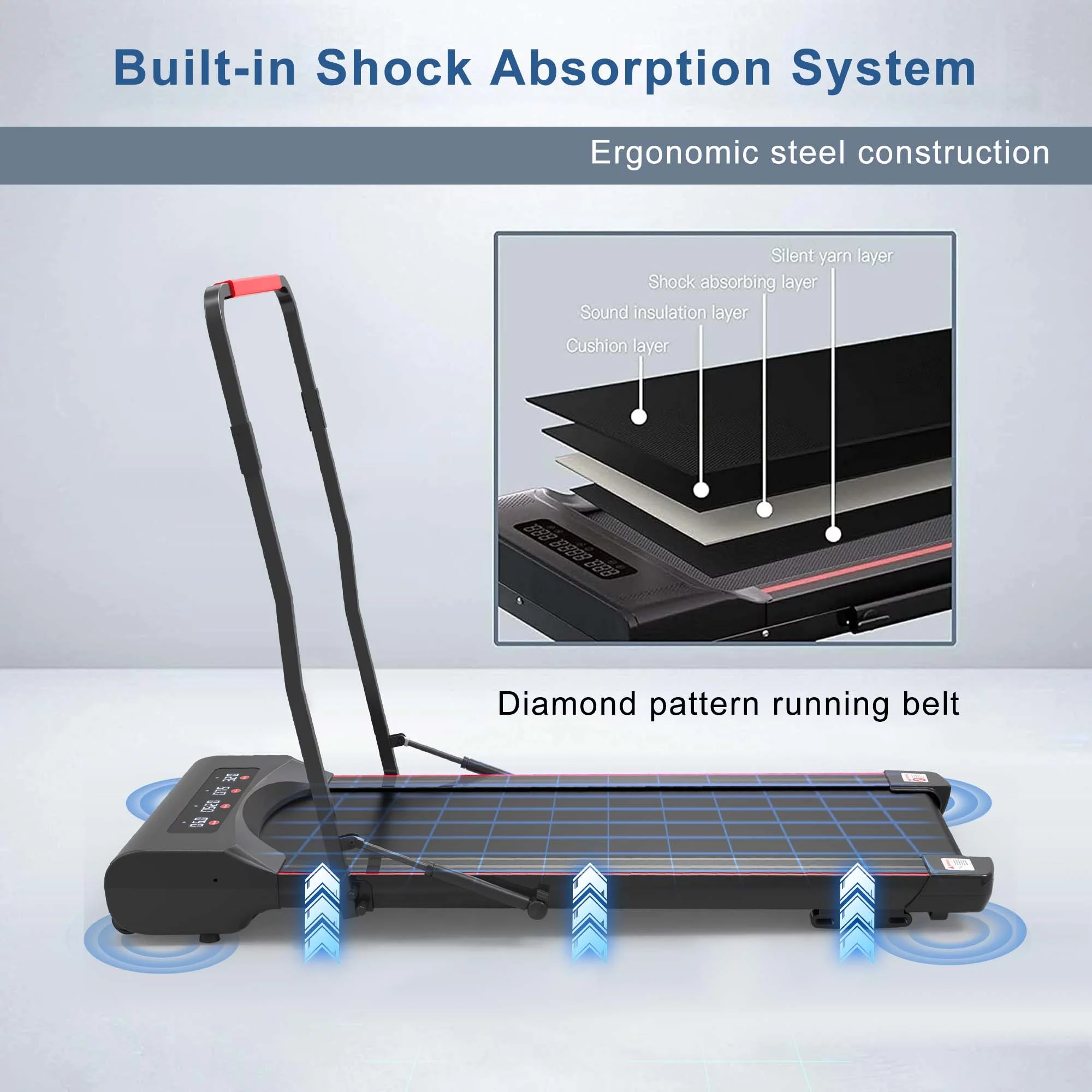 Aukfa Walking Pad, Under Desk Treadmill, 2 in 1 Folding Treadmill for Home Office Workout, 8 mph Speed