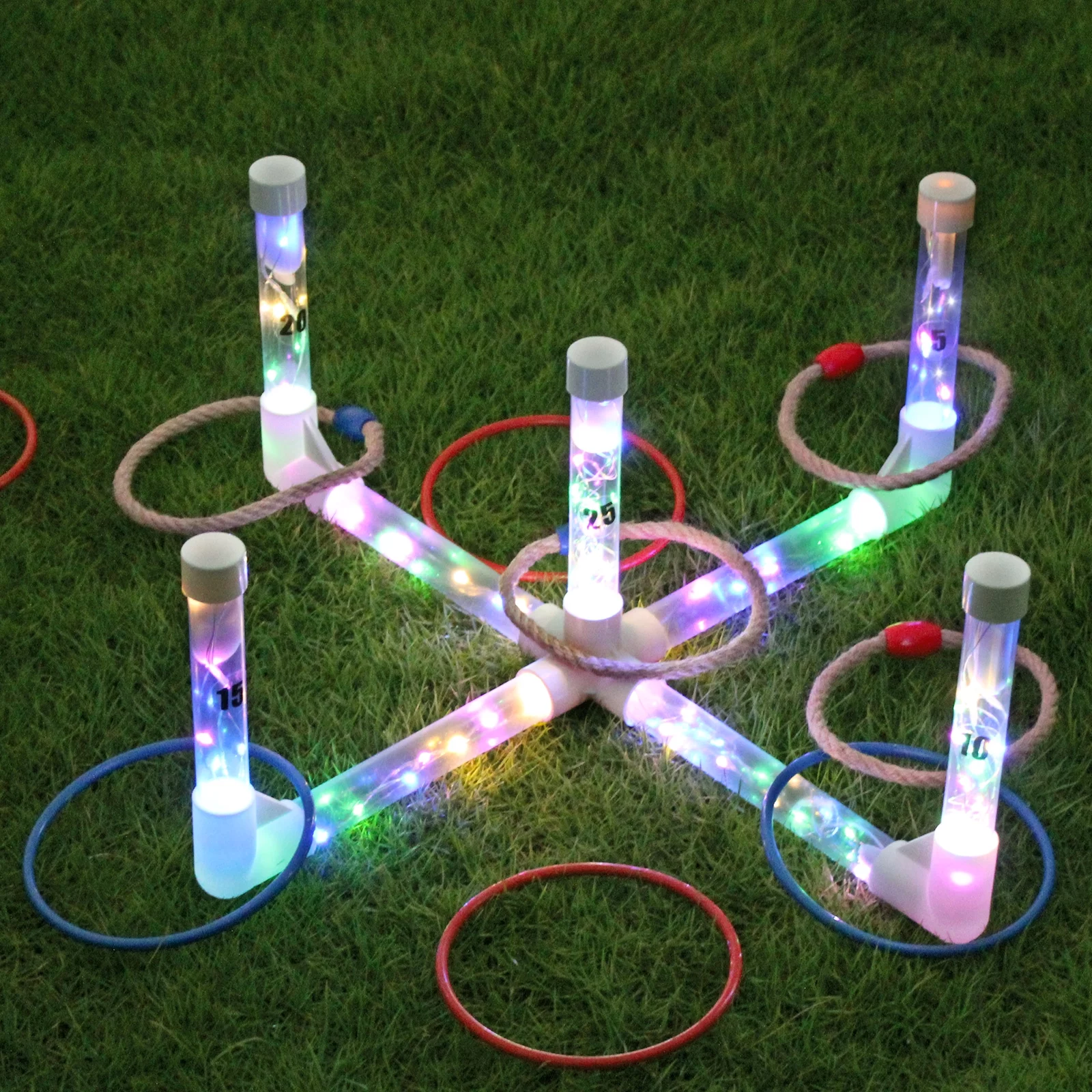 OTTARO Ring Toss Games for Kids with Led Lights – Outdoor Yard Game for Adults & Family – Easy to Set up W/ Compact Carry