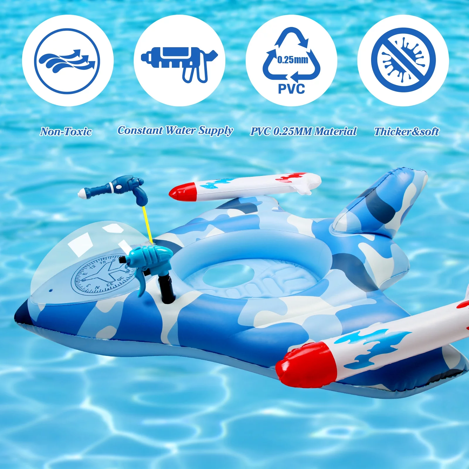 YEEREEN Pool Float with Water Guns,Inflatable Pool Float for Summer Parties Beach Games – Lightweight & Durable PVC Material