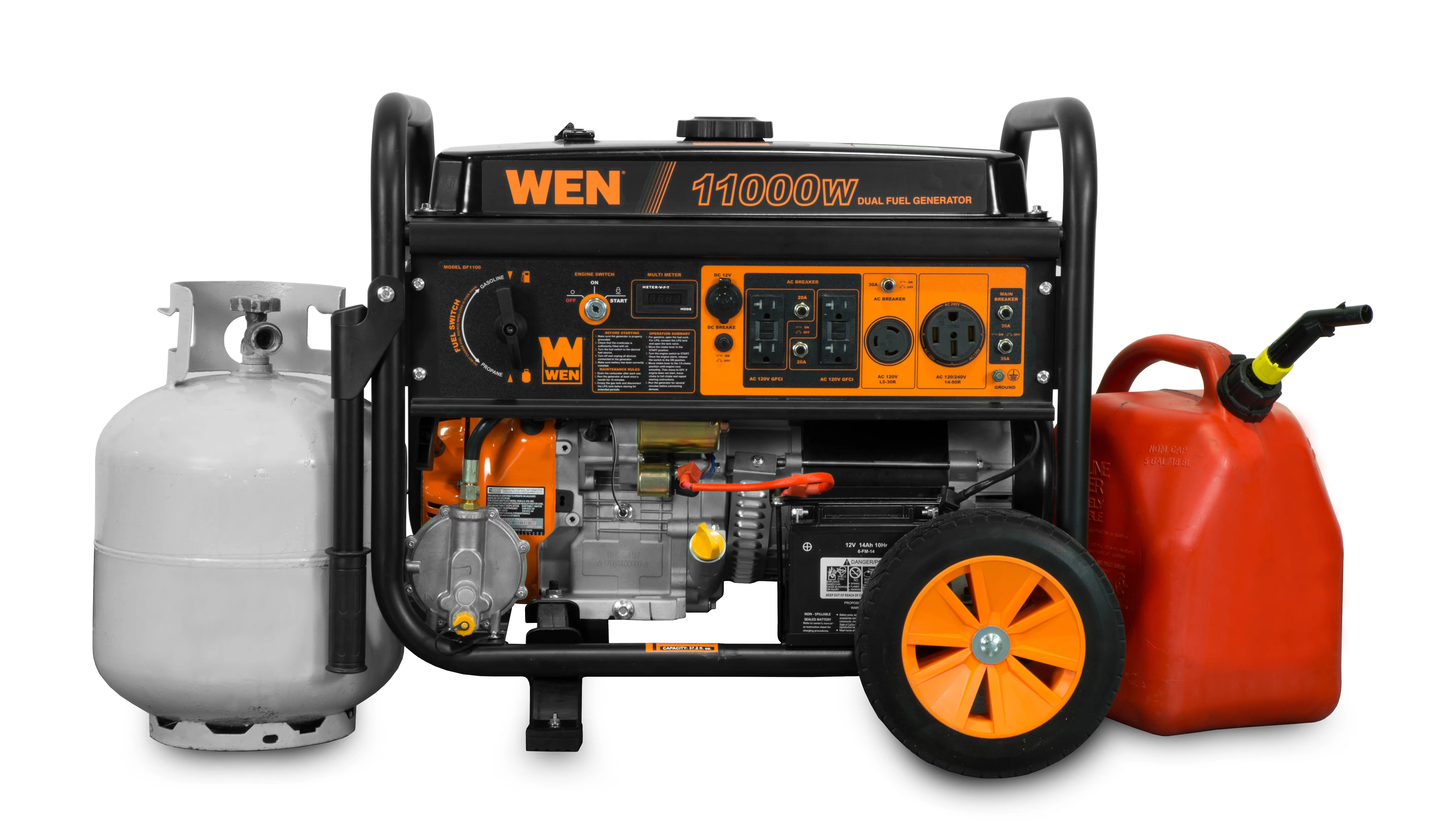 WEN 11,000-Watt 120V/240V Dual Fuel Portable Generator with Wheel Kit and Electric Start – CARB Compliant