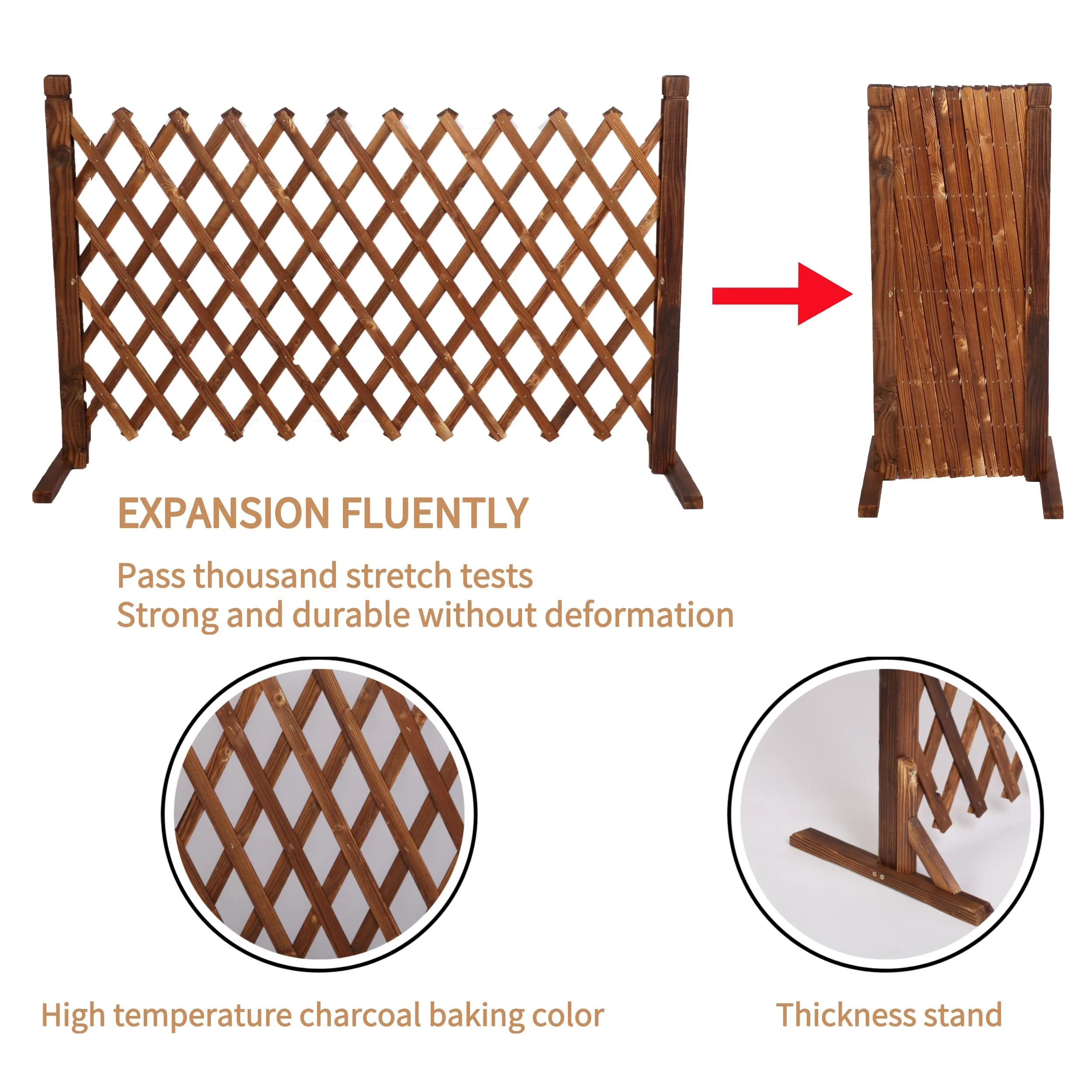 Uyoyous 2 Pack 27.5″ x 63″ Extendable Instant Wood Fence, Pet Gate Retractable Fences Barrier Section Partition for Home Garden Indoor Outdoor Yard, Dog Gate