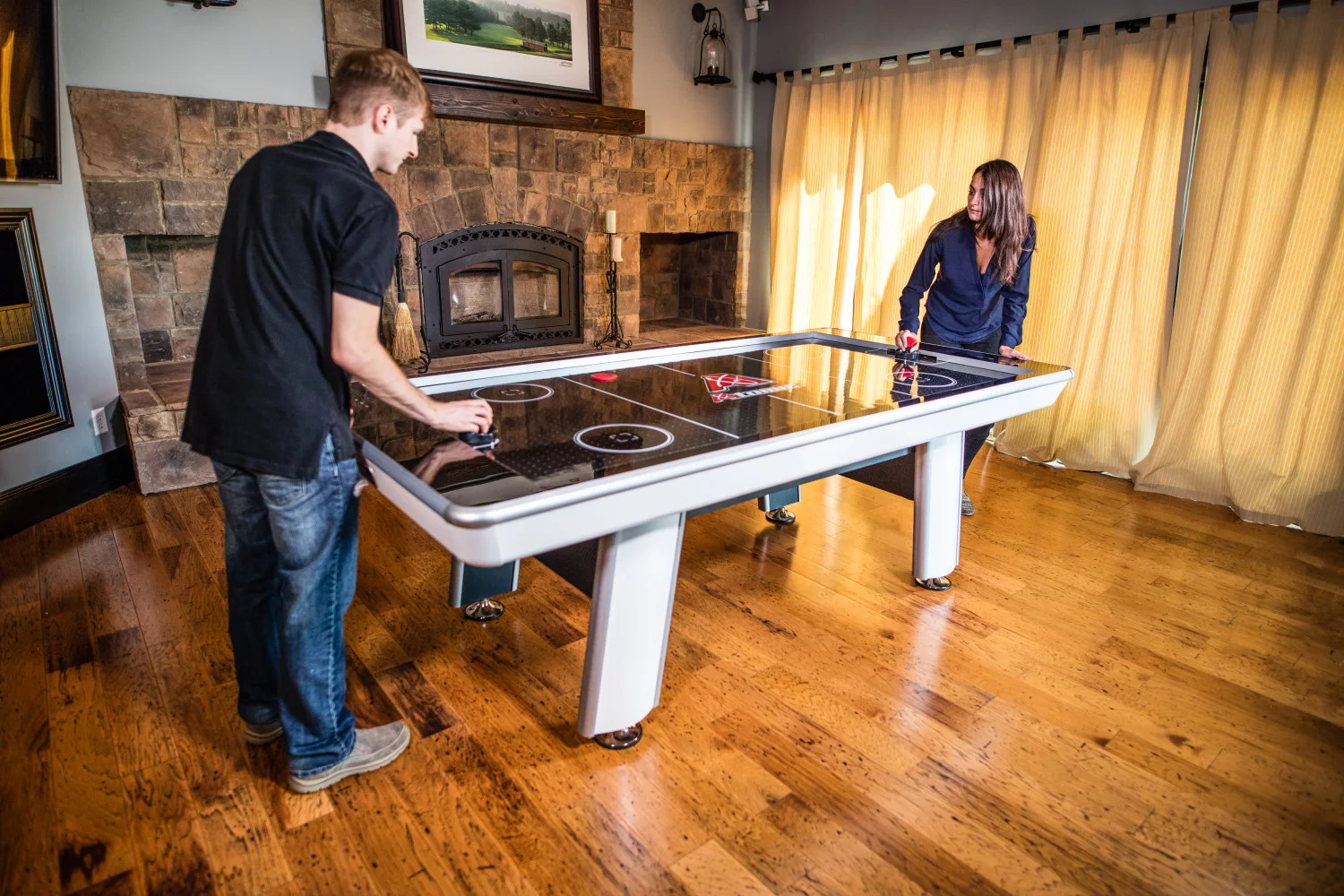 Atomic Avenger 8′ Hockey Table with LED Scoring and 120V Blowers for Exhilarating Play