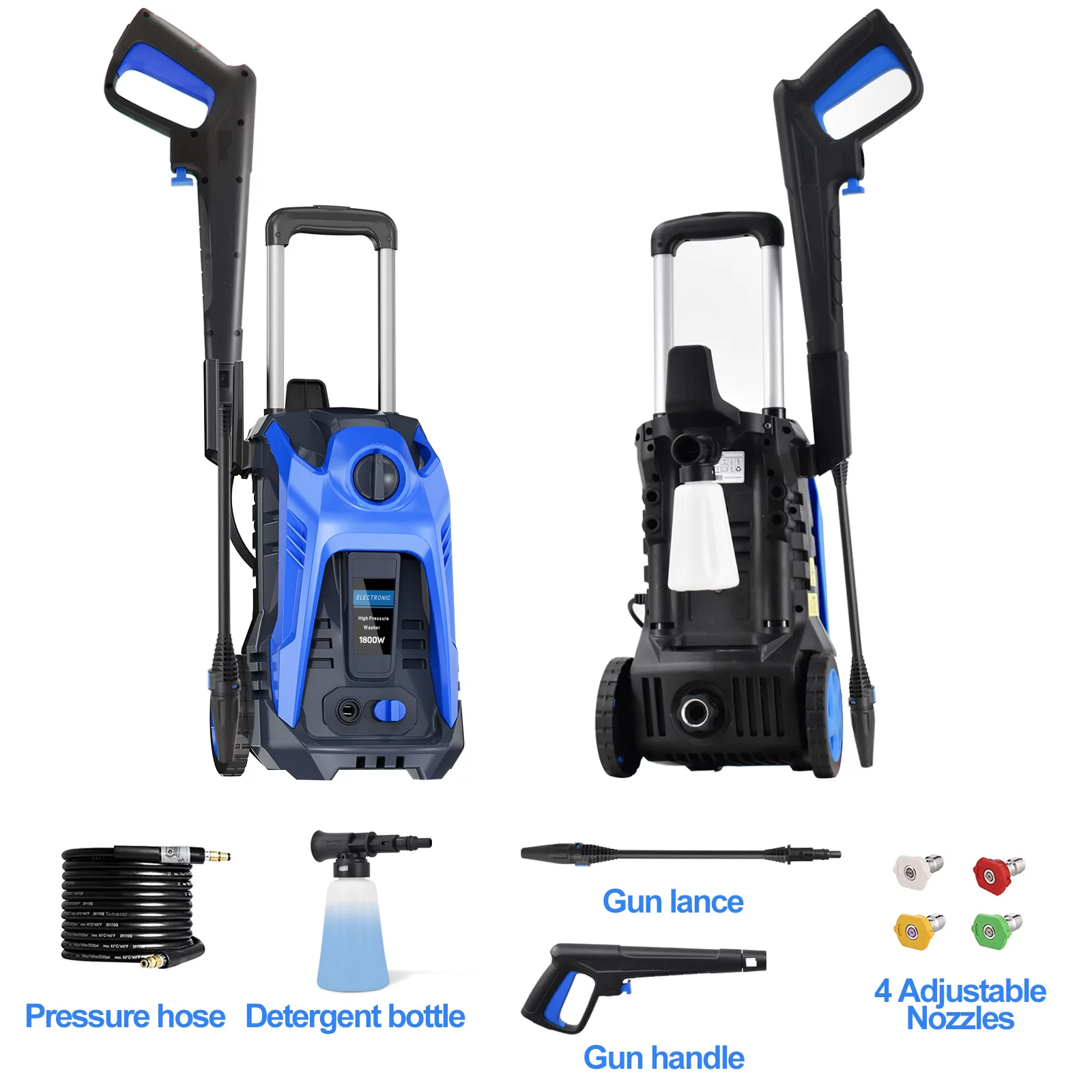 Electric Pressure Washer 3500 Psi Max 2.5 GPM Power Washer with 25 Ft Hose, Two Kind Adjustable Spray Nozzle, Soap Tank Car Wash Car/Patio/Pool Clean, Blue