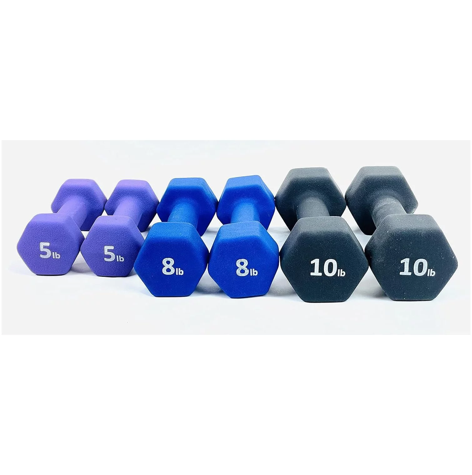 NeosKon Neoprene Coated Dumbbell Hand Weight Set of 6 (5 LB, 8 LB, 10 LB)