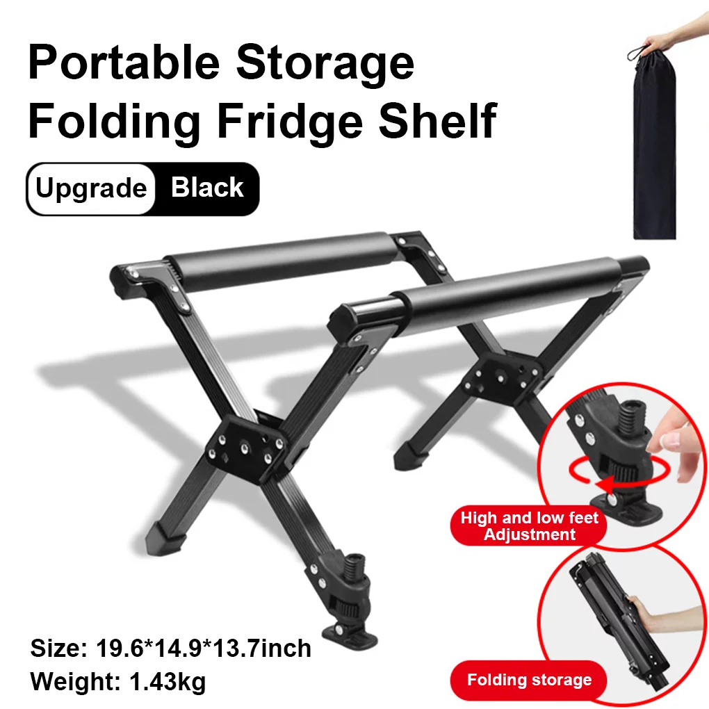 unbranded Ice Box Holder Foldable Picnic Camping Cooler Stand Aluminum Alloy Portable Fishing Party Bucket Bracket with Storage Bag Black