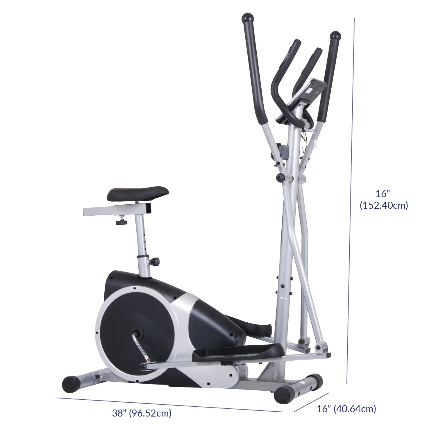 Body Champ BRM2720 Cardio Dual Trainer, 12.5″ Stride, Heart Rate, Max. Wt 250 lbs.