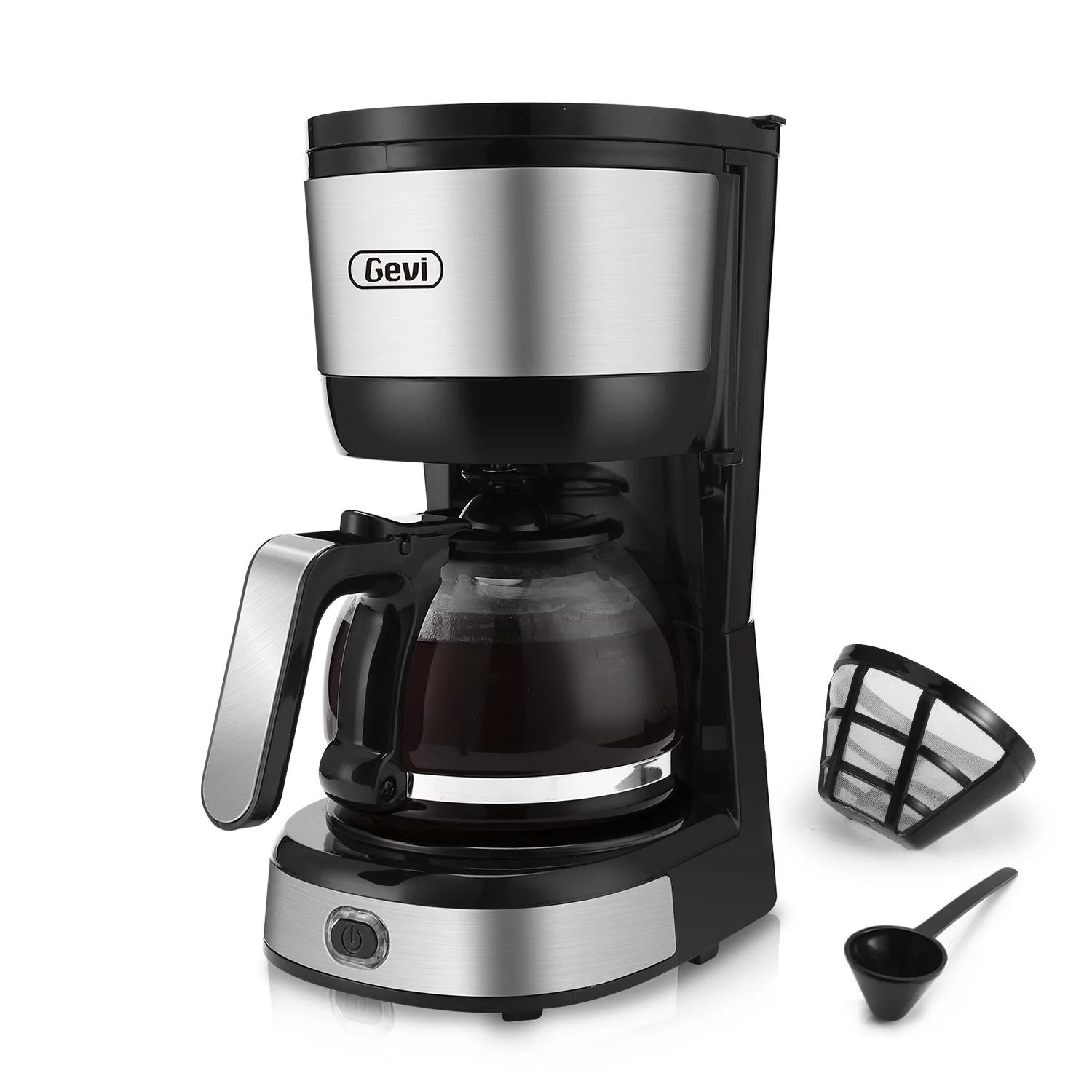 Gevi 4-Cup Drip Coffee Maker Compact Coffee Pot with Cone Filter, Glass Carafe and Hot Plate