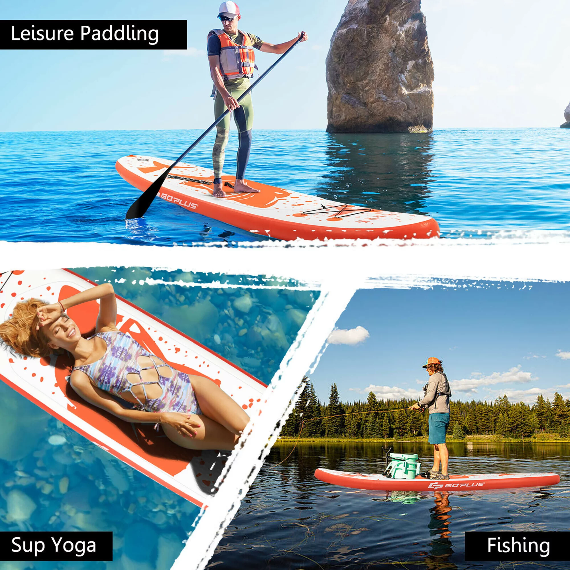 Goplus 11′ Inflatable Stand Up Paddle Board with Backpack Aluminum Paddle Pump