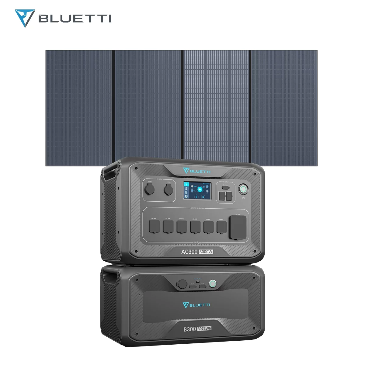 Bluetti 3000W Solar Generator AC300&B300 Modular Power System With 1Pcs 350W Solar Panel ,UPS Battery Backup for Home Emergency Power Outage Off Grid, New