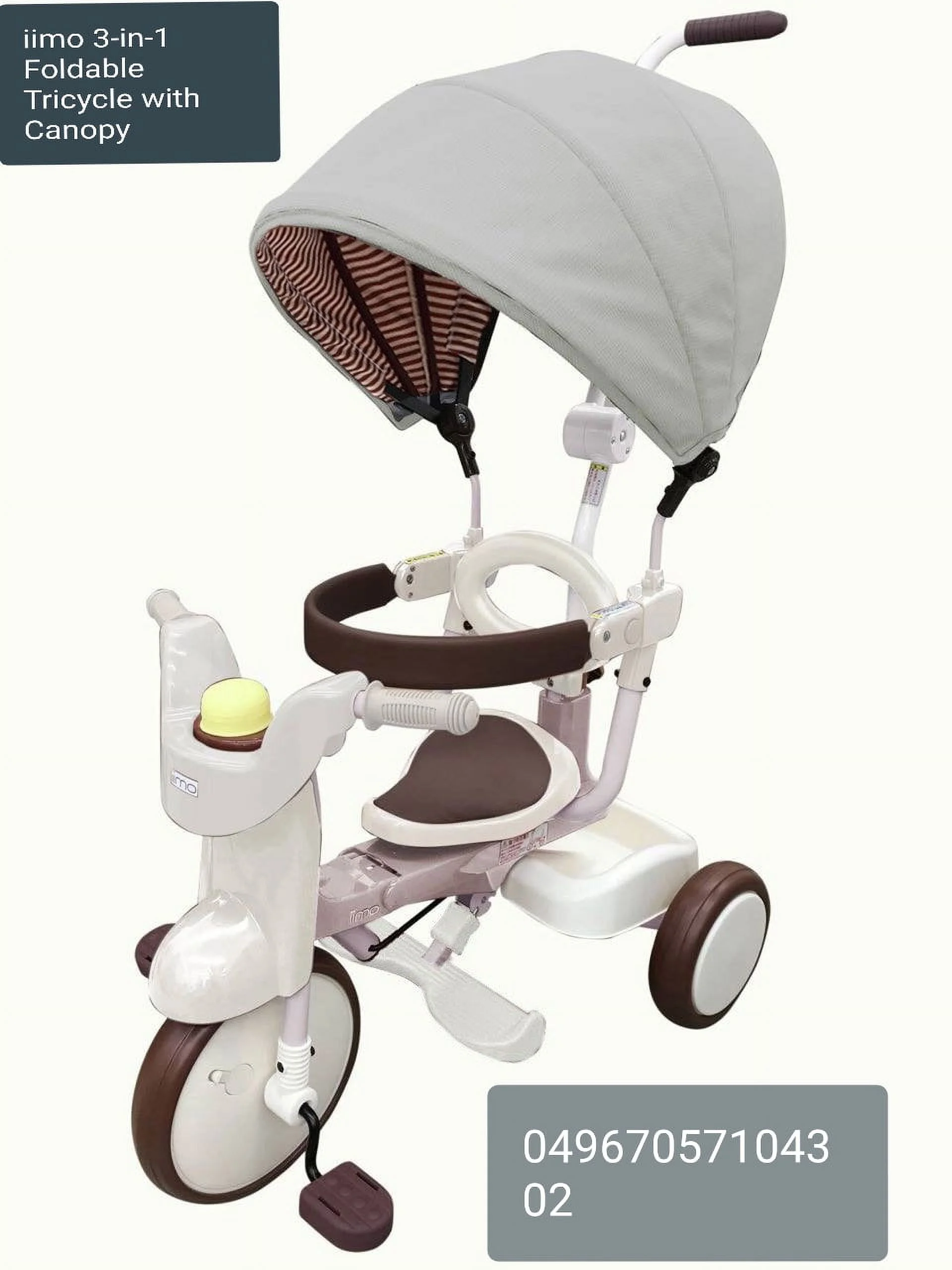 iimo 3-in-1 Foldable Tricycle with Canopy (Gentle White)