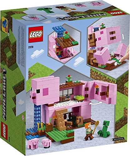 LEGO Minecraft The Pig House, 21170 with Alex, Creeper and 2 Pig Figures, Animal Building Toy, Gift Idea for Kids, Boys & Girls ages 8+