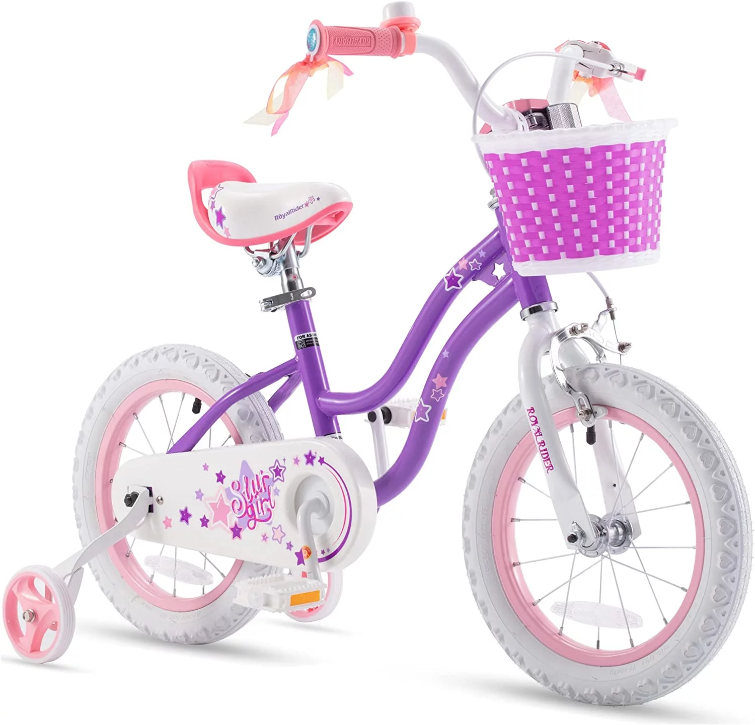 Royalbaby Girls Kids Bike Star girl 14 In Bicycle Basket Training Wheels Blue Child’s Cycle