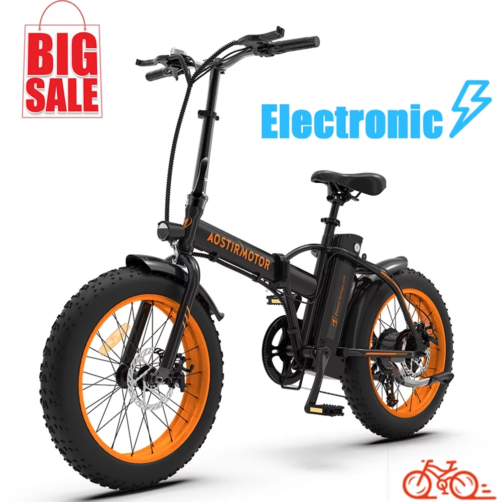 Folding Electric Bicycle TODPD 500W Motor 20″ Fat Tire With 36V/13Ah Removable Battery, Shimano 7-Speed, LCD Display for Adults Teens, Orange