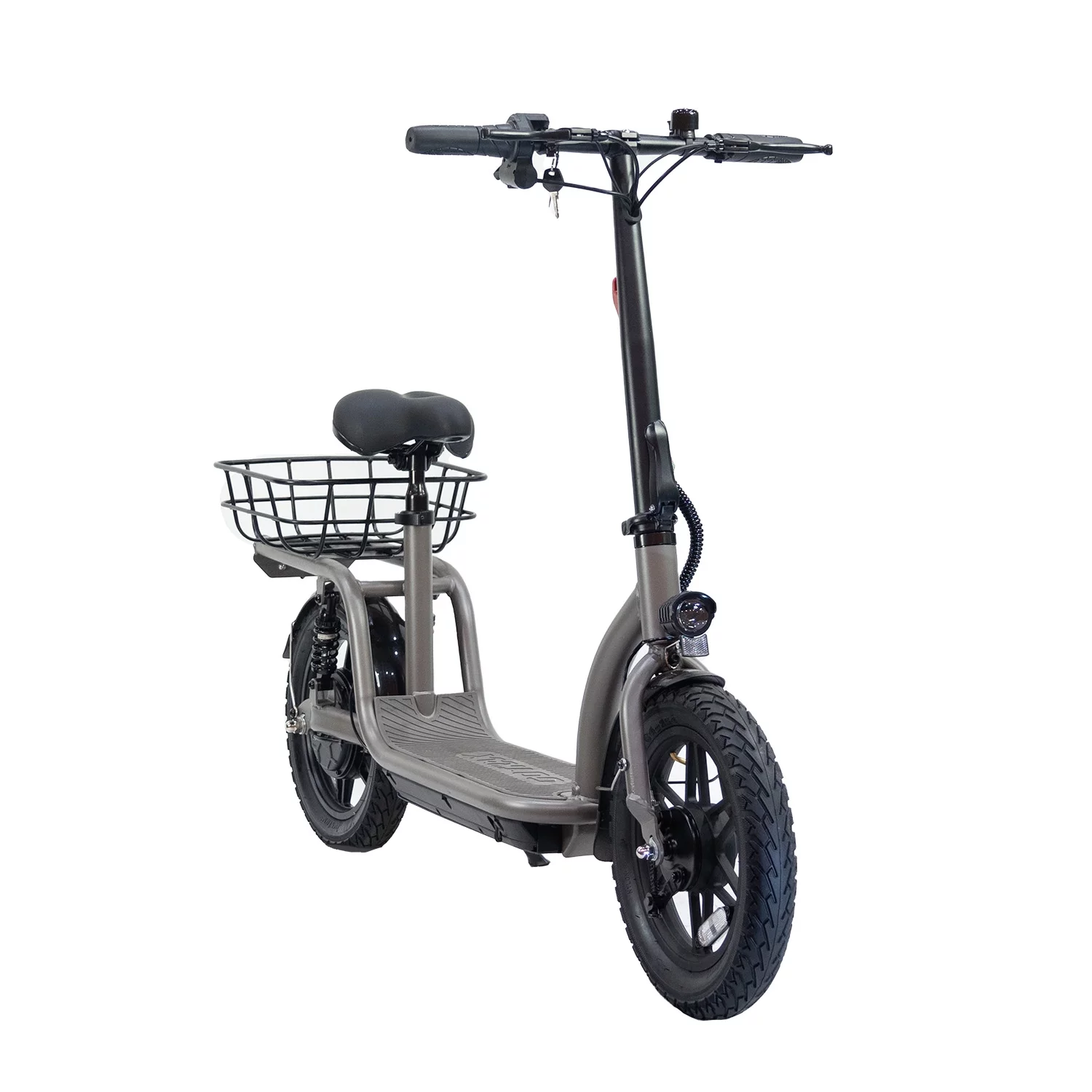 GOTRAX Flex Electric Scooter with Seat for Adult Commuter, 400W&16 Miles Range&15.5Mph Foldable Scooter with 14″ Pneumatic Tire, EBike with Carry Basket Black