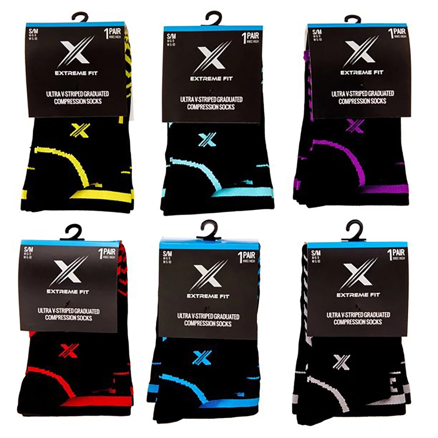 6-Pair Sport Compression Socks for Men and Women Knee High – made for running, athletics, pregnancy and travel