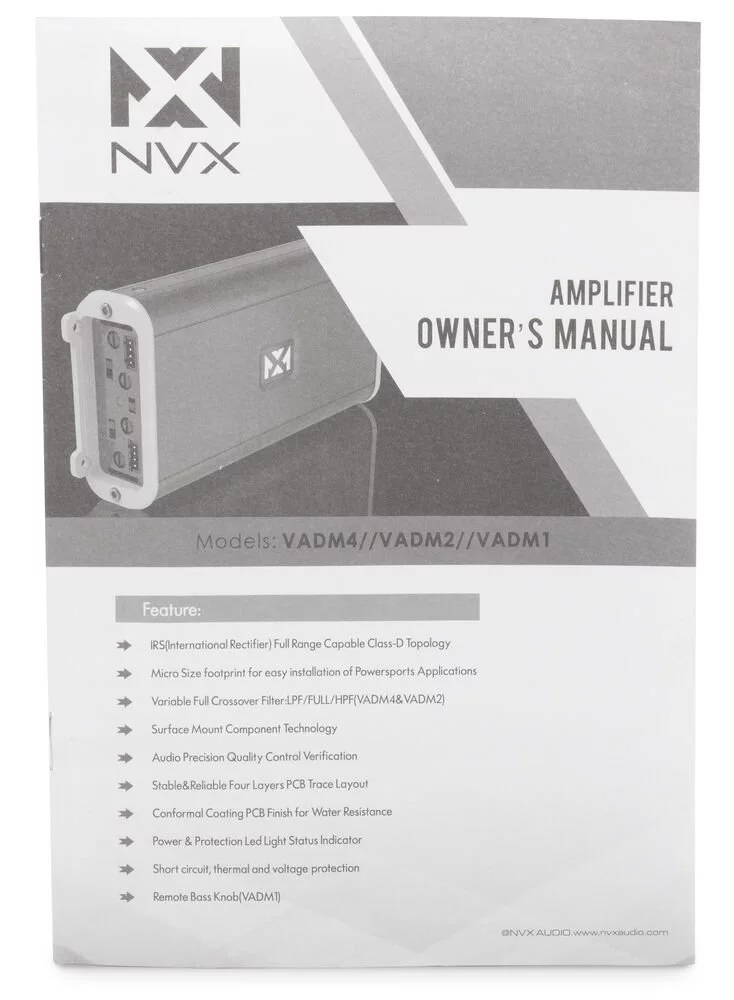 NVX VADM2 440W RMS Full Range Class D 2-Channel Car/Marine/Powersports Amplifier