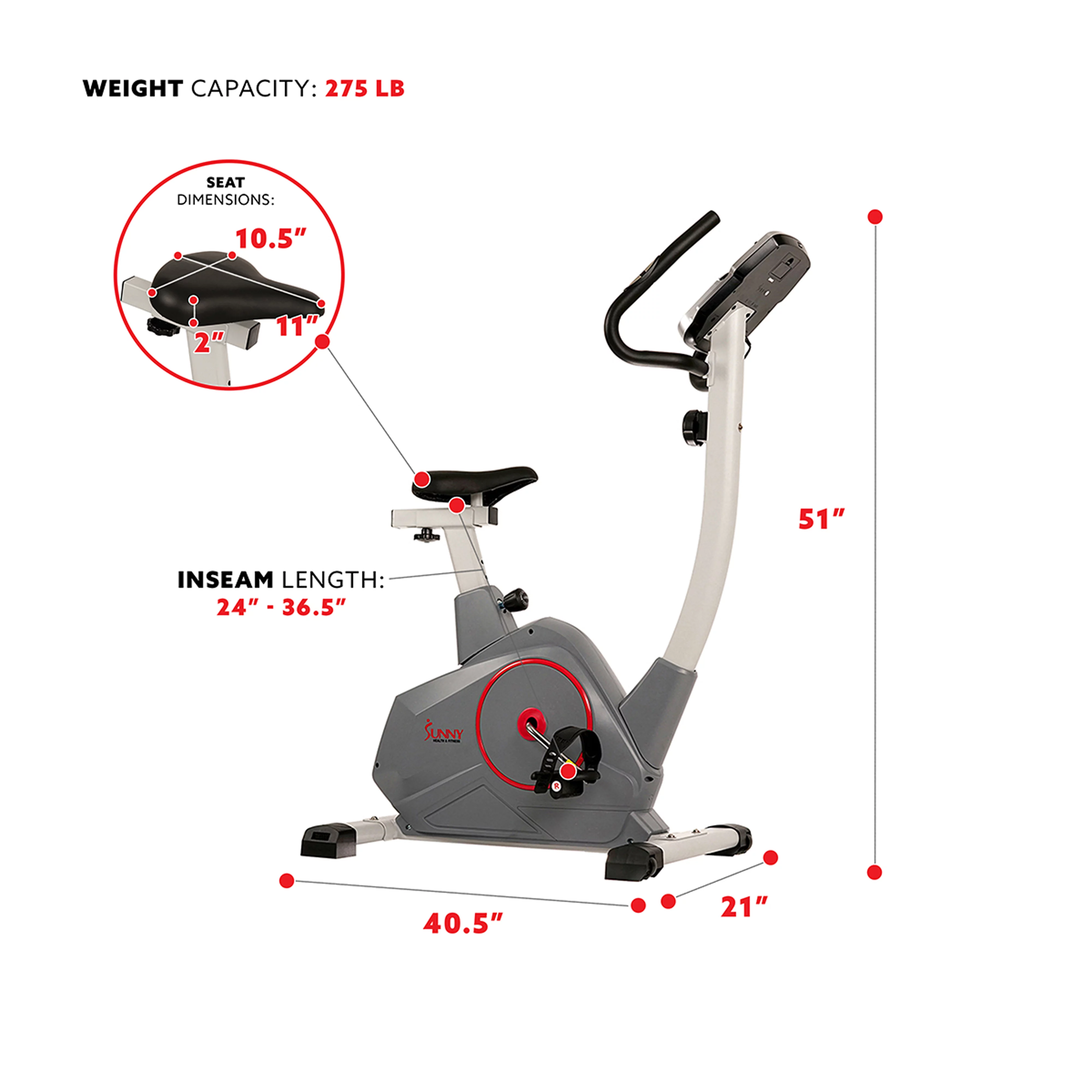 Sunny Health & Fitness Magnetic Foldable Exercise Bike – SF-B2989