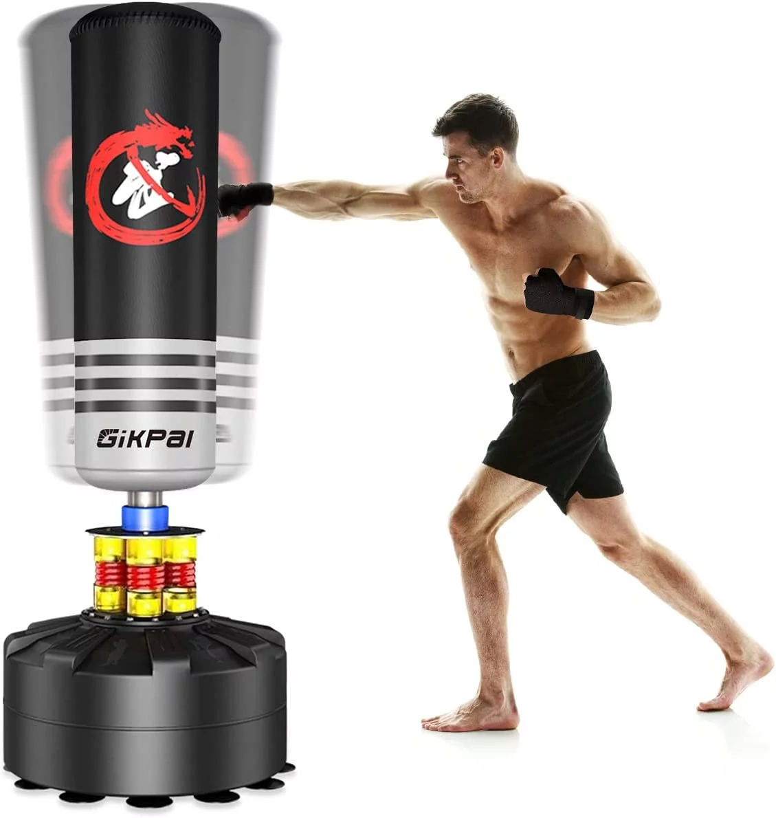 GIKPAL Freestanding Punching Bag 69” – 182lbs with Stand, Heavy Boxing Bag with Suction Cup Base for Adult Youth Kids Stand Kickboxing Bag, Black