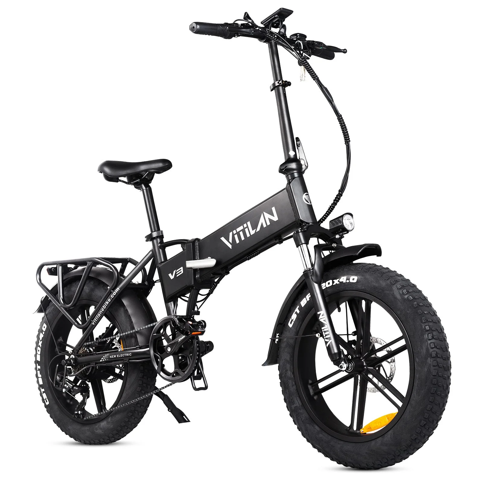 VITILAN V3 2.0 Electric Bike for Adults 750W Folding Electric Bike 20 inch 4.0 Fat Tire Bikes Mountain Beach Snow Bike 48V 13.4AH Removable Battery Electric Bike with Shimano 7-Speed