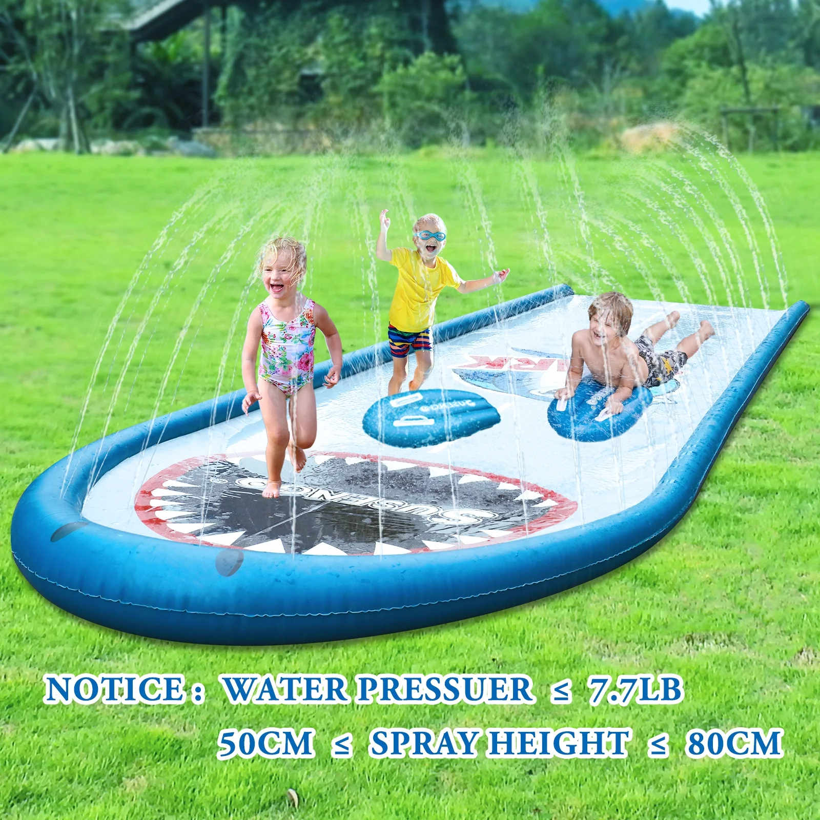 Inflatable Lawn Water Slide with 2 Bodyboards, 15.7×4.3ft Slip n Slide Summer Toy with Sprinkler, Sports Outdoor Garden Backyard Water Play Toys Kids Family Games