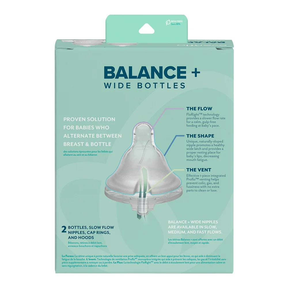 Evenflo Balance Wide Baby Bottles, 9oz, 2ct