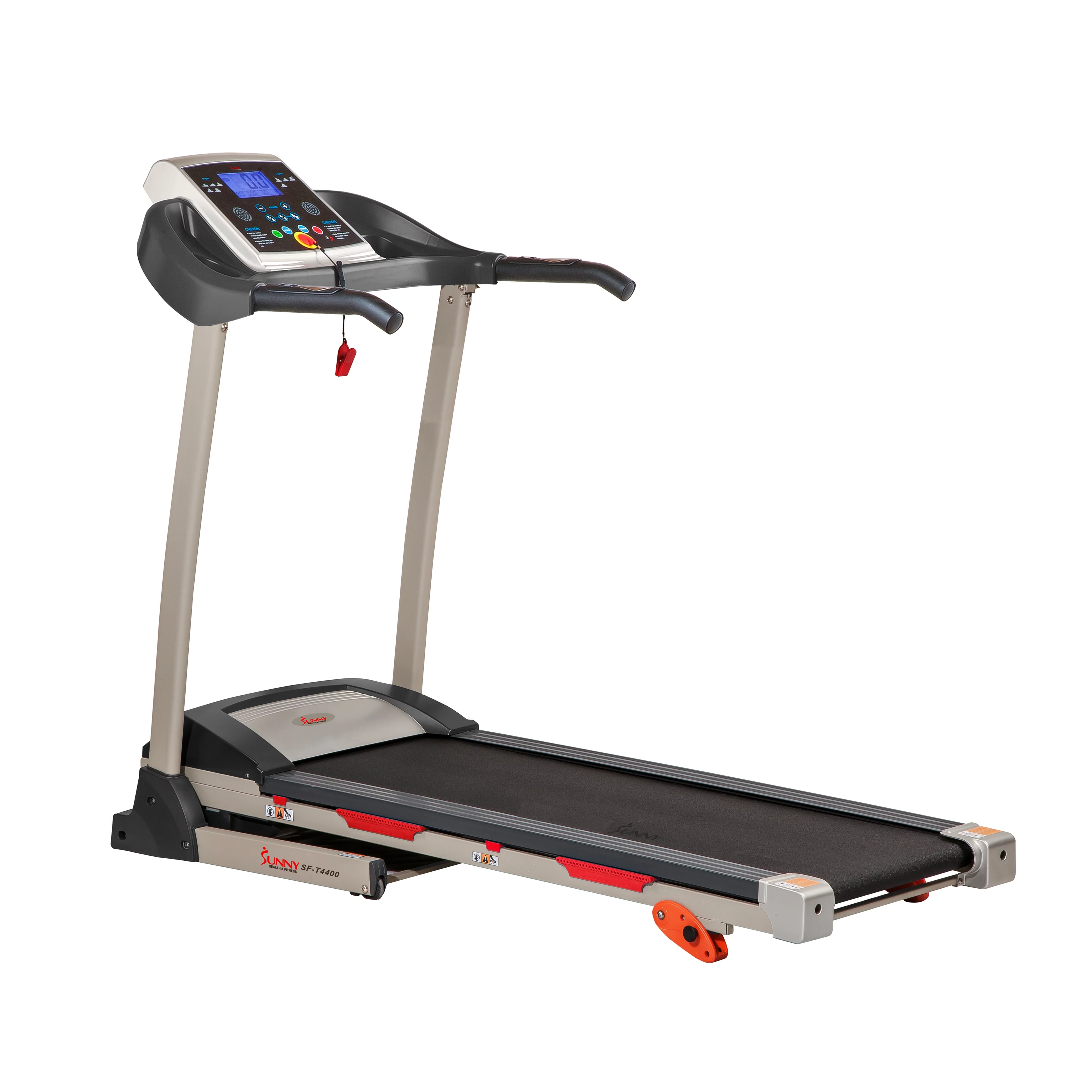 Sunny Health & Fitness Treadmill with Manual Incline, Pulse Sensors, Folding, LCD Monitor for Exercise SF-T4400