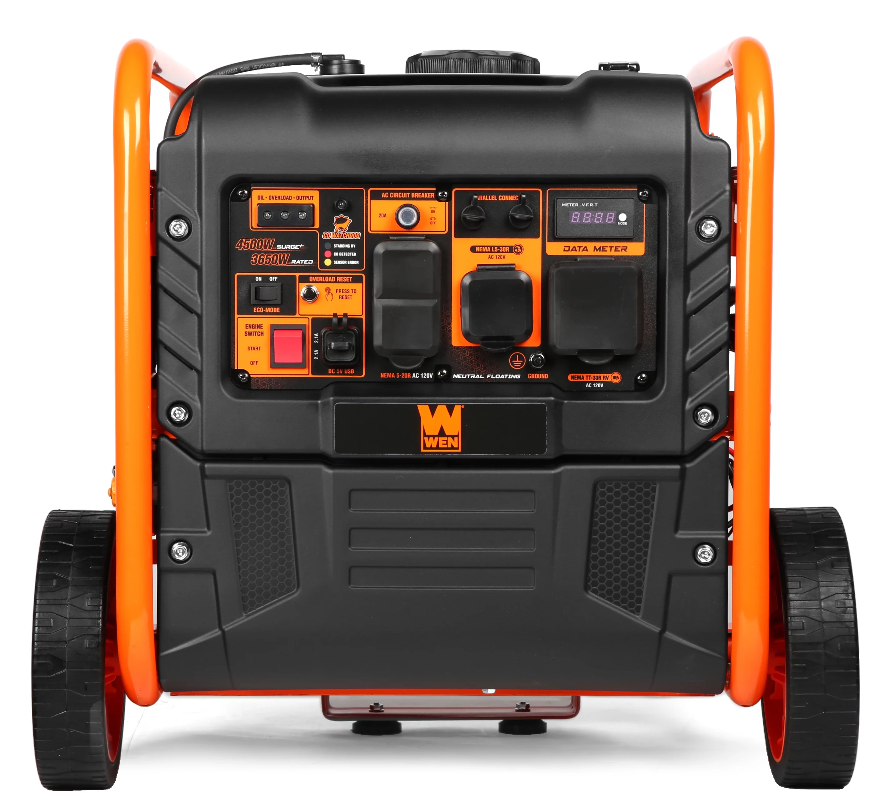 WEN 4500-Watt RV and Transfer-Switch-Ready Dual Fuel Open Frame Inverter Generator with Electric Start and CO Watchdog