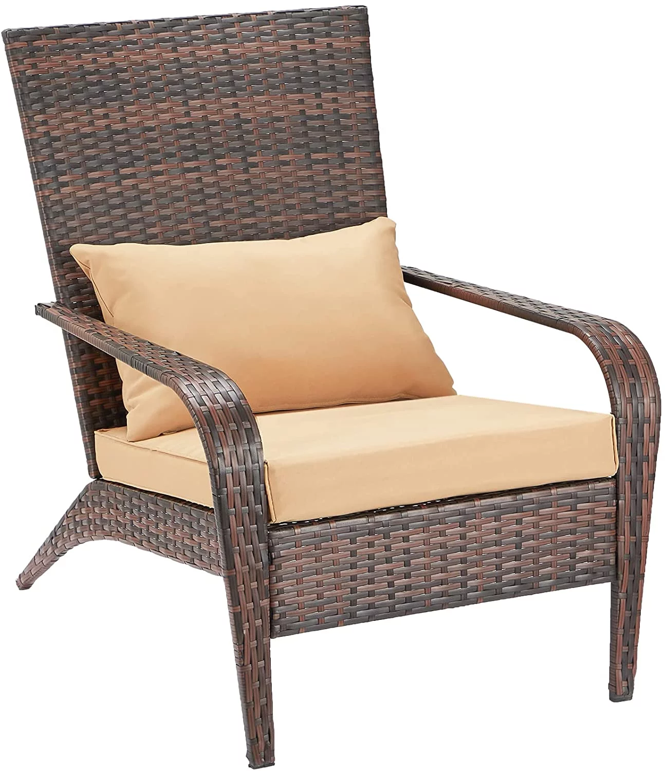 AECOJOY Patio Chairs High Back Wicker Outdoor Dining Chairs with Cushion and Pillow in Gray