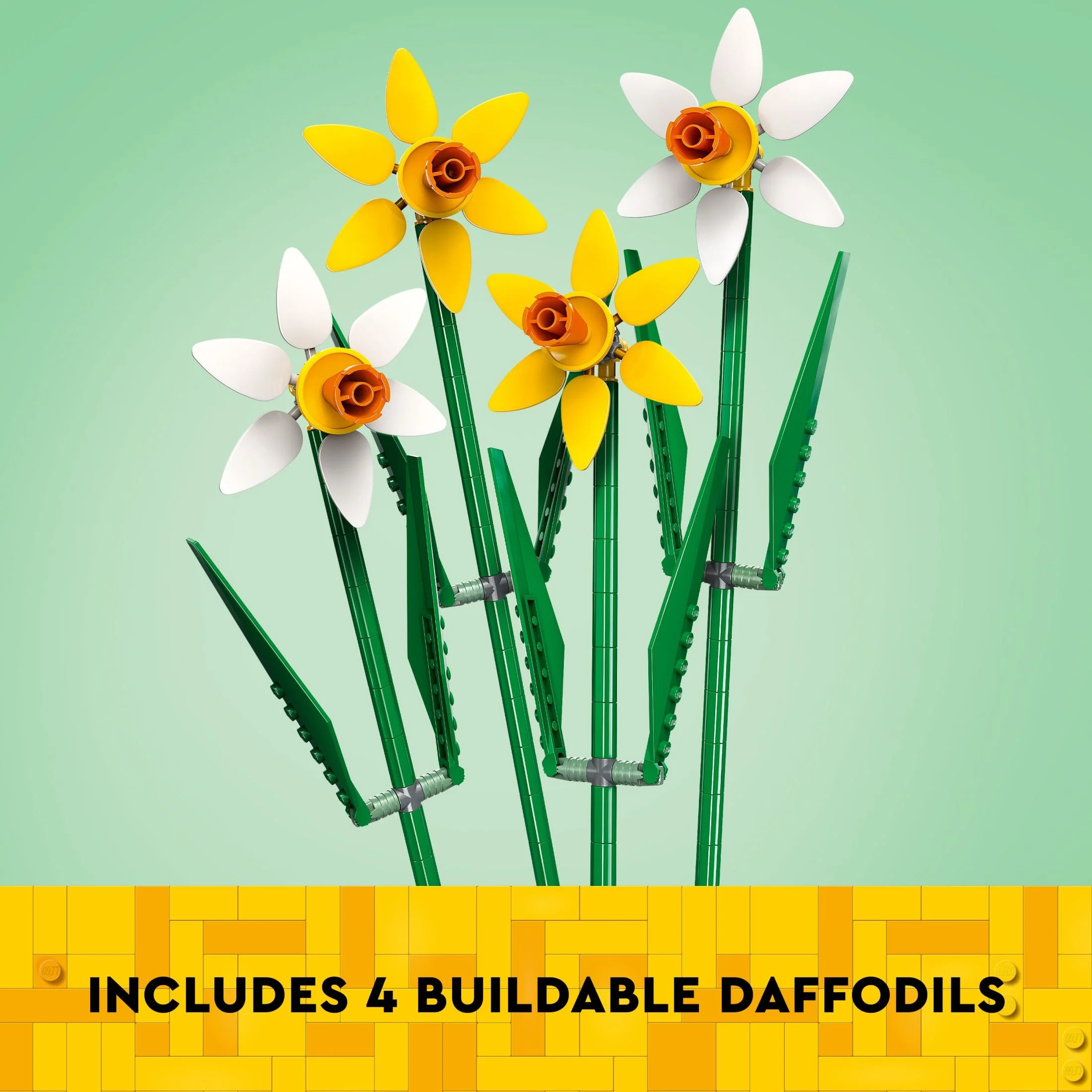 LEGO Daffodils Celebration Gift, Yellow and White Daffodils, Spring Flower Room Decor, Great Gift for Flower Lovers, 40747