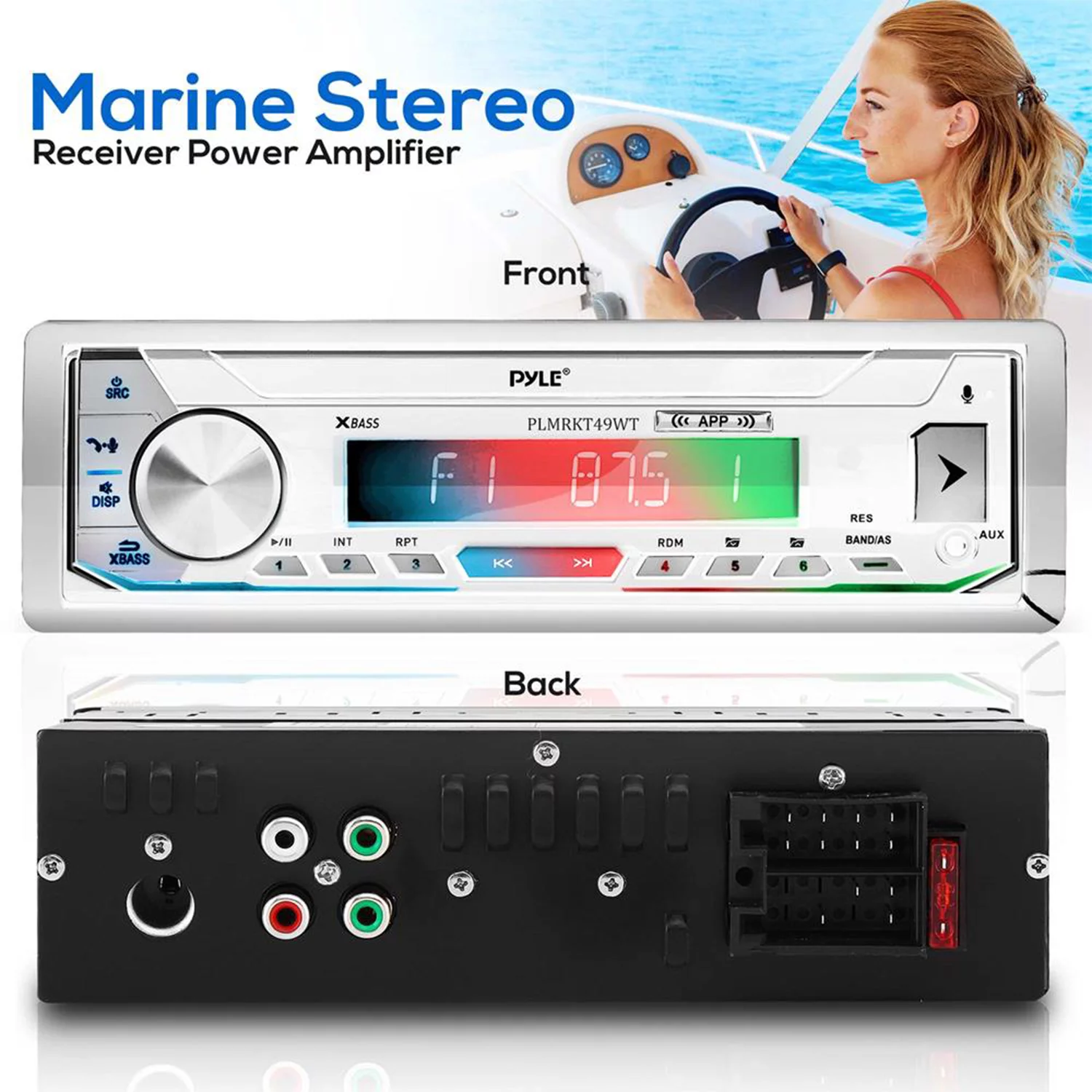 Pyle PLMRKT32WT Marine Receiver Stereo System w/ 5.25 Inch Speakers, White