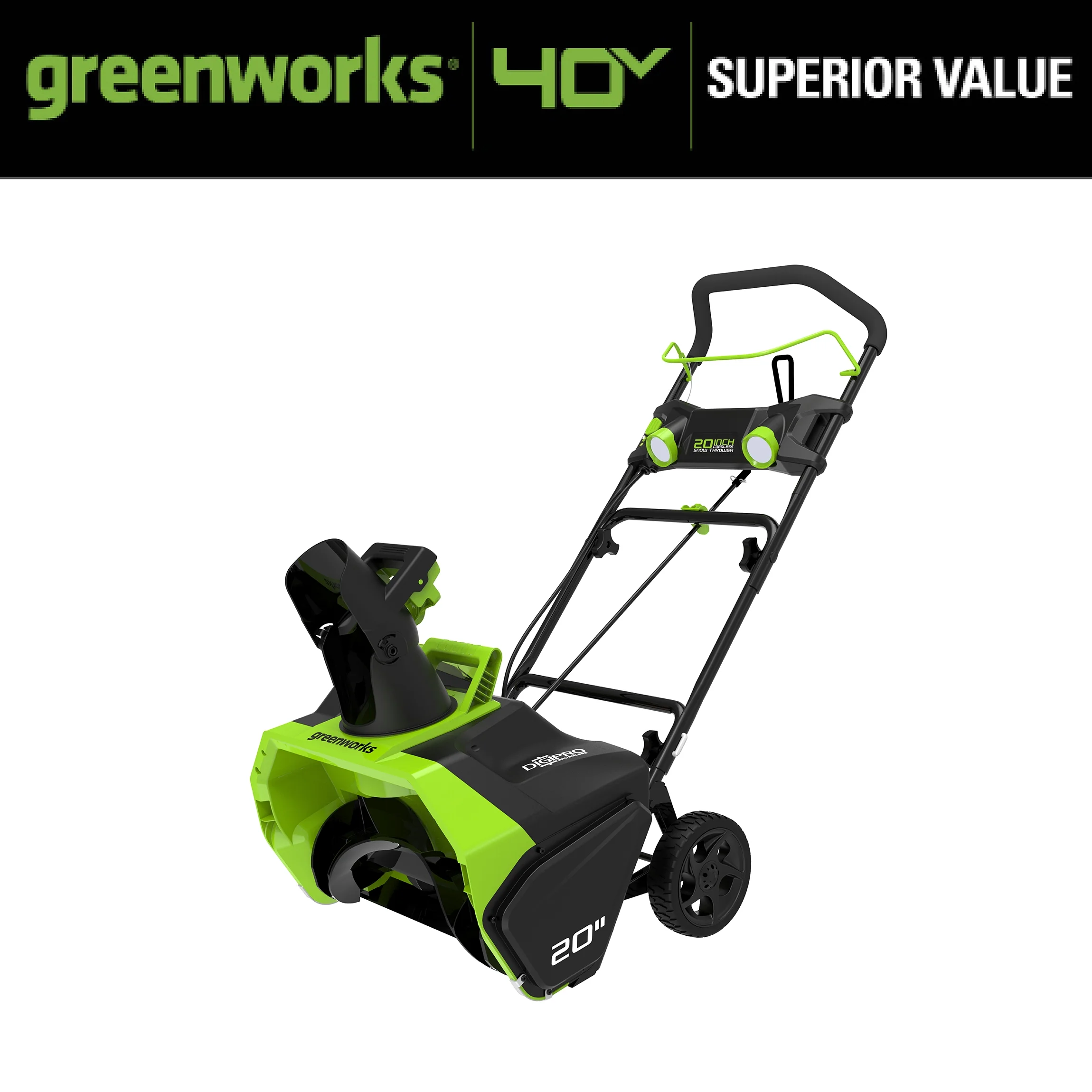 Greenworks 40V 20-inch Cordless Brushless Snow Blower with 4.0 Ah Battery and Charger, 26272