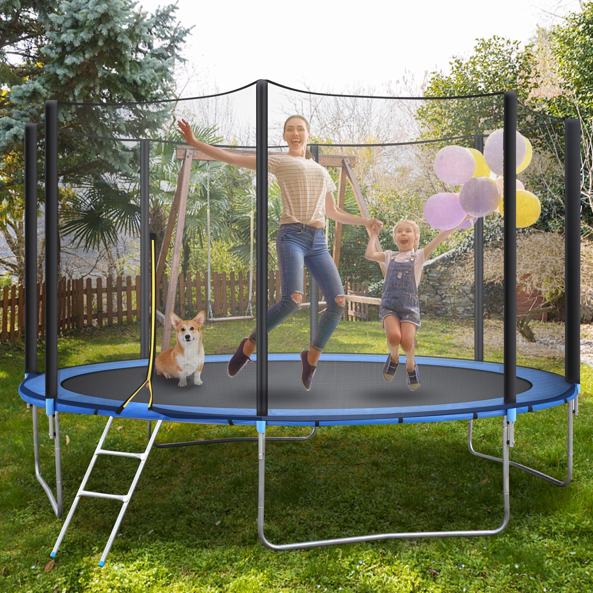 MaxKare 12FT Trampoline for Kids with Safety Enclosure Net, Ladder, Backyard Recreational Heavy Duty Trampoline, 400lbs Weight Capacity