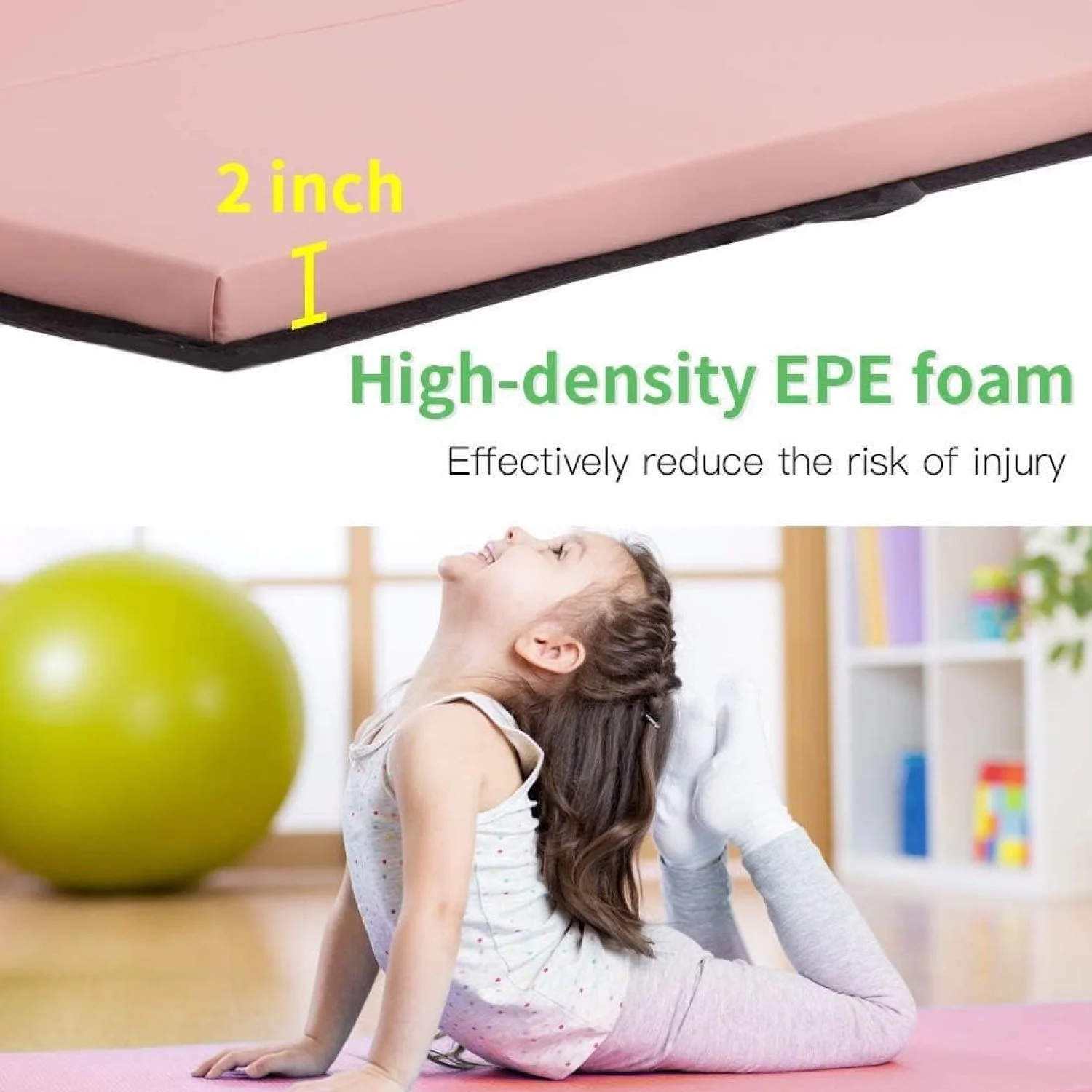 Bilot Thick Gymnastics , 4’x8’x2 Extra Thick High Density Anti-Tear Folding Tumbling Mats Gymnastics for Home, Gym Mat for MMA, Stretching Yoga Cheerleading Martial Arts