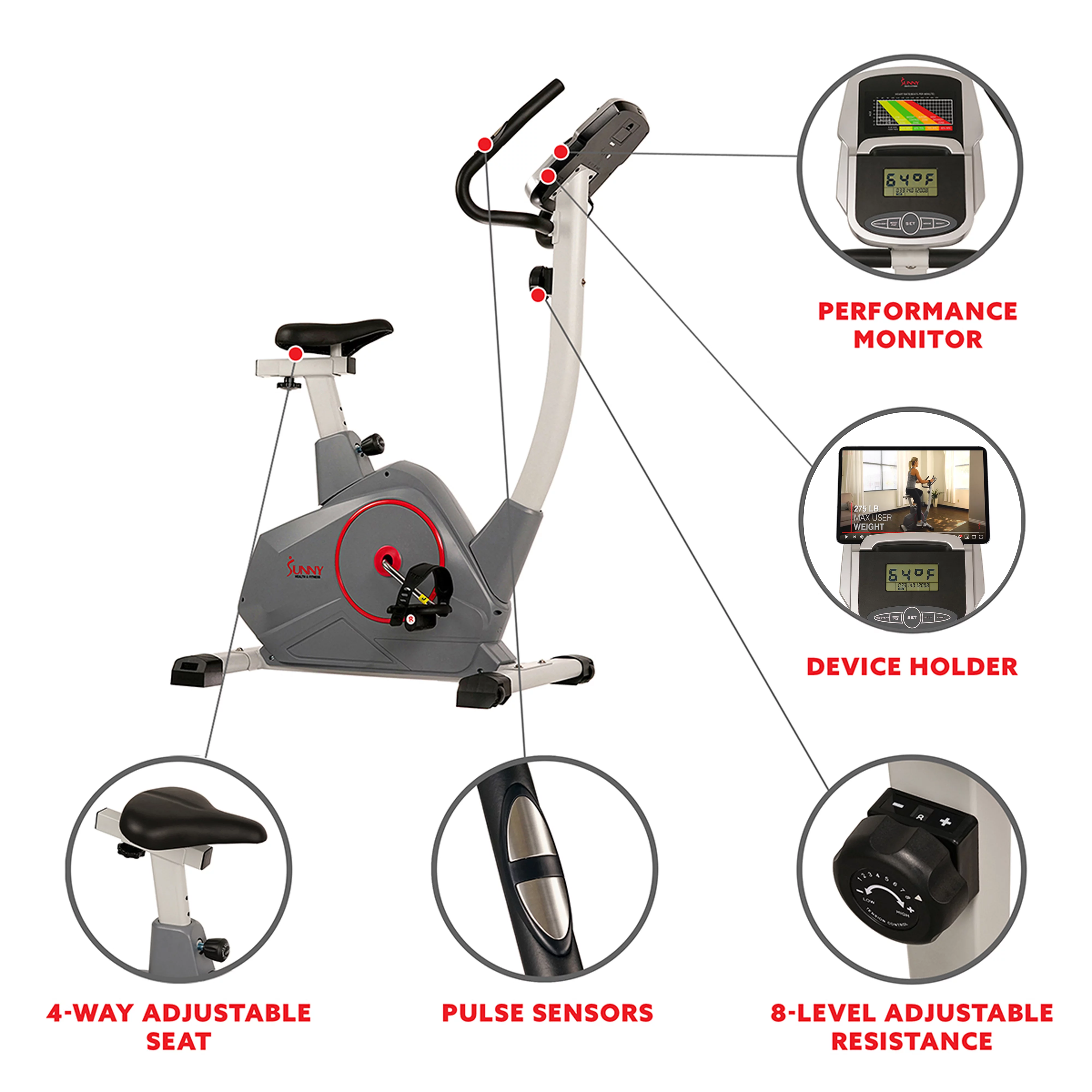 Sunny Health & Fitness Magnetic Foldable Exercise Bike – SF-B2989