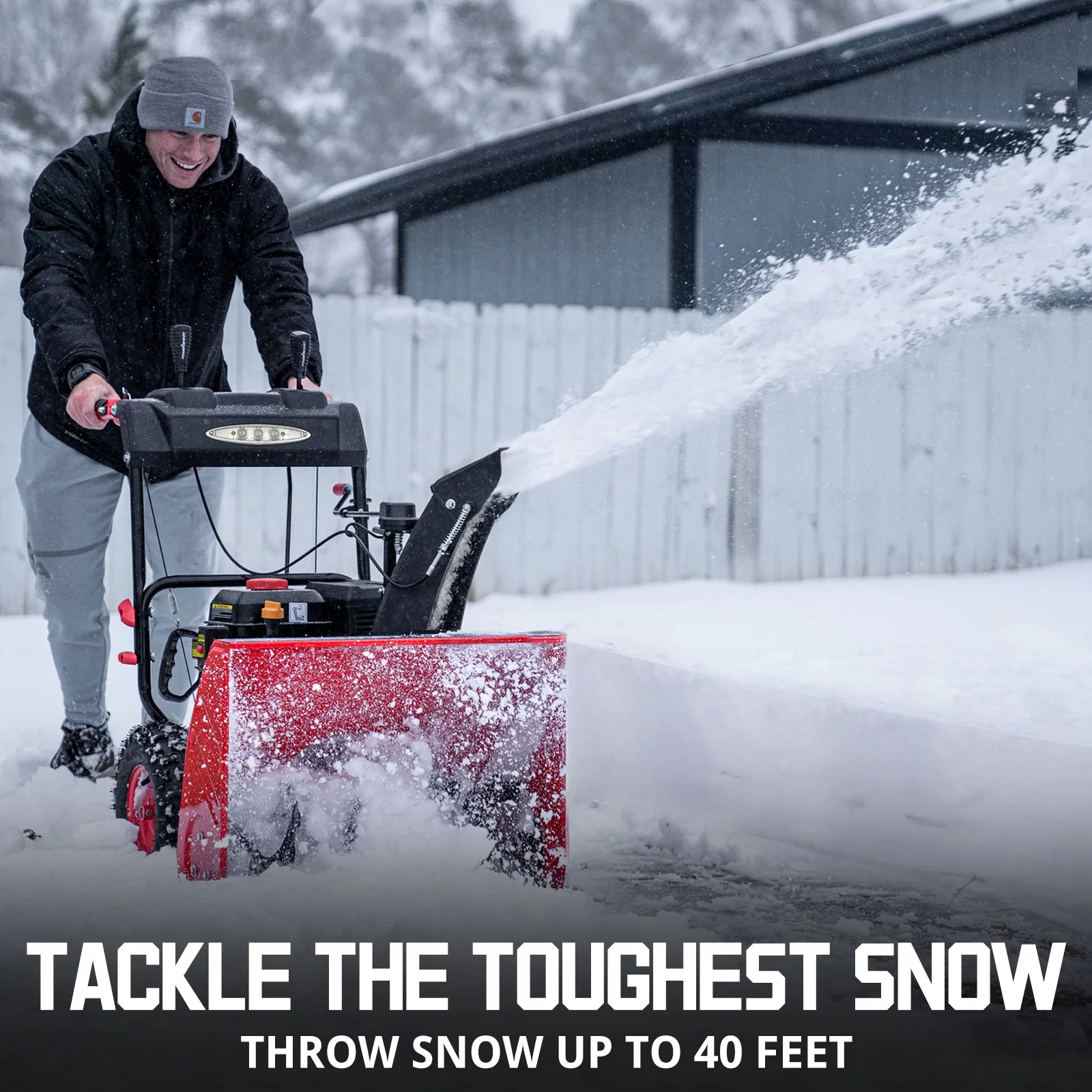 PowerSmart Gas Snow Blower: 24 in. Two-Stage, Electric Start, 212CC Self-Propelled Snow Blower with LED Headlight