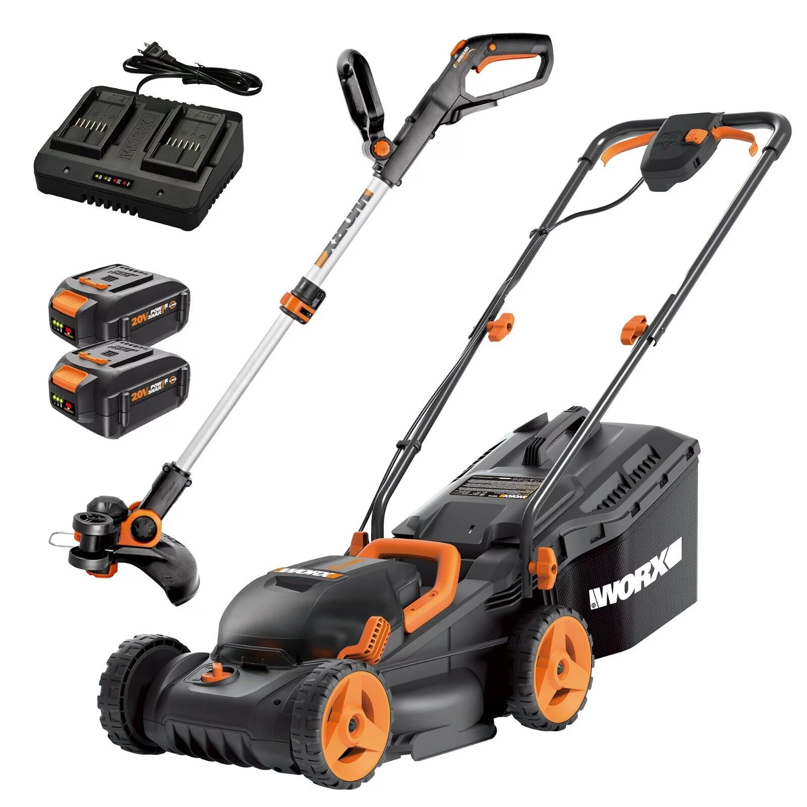 Worx WG934 40V 14″ Lawn Mower & 20V GT 3.0 12″ String Trimmer Combo Kit