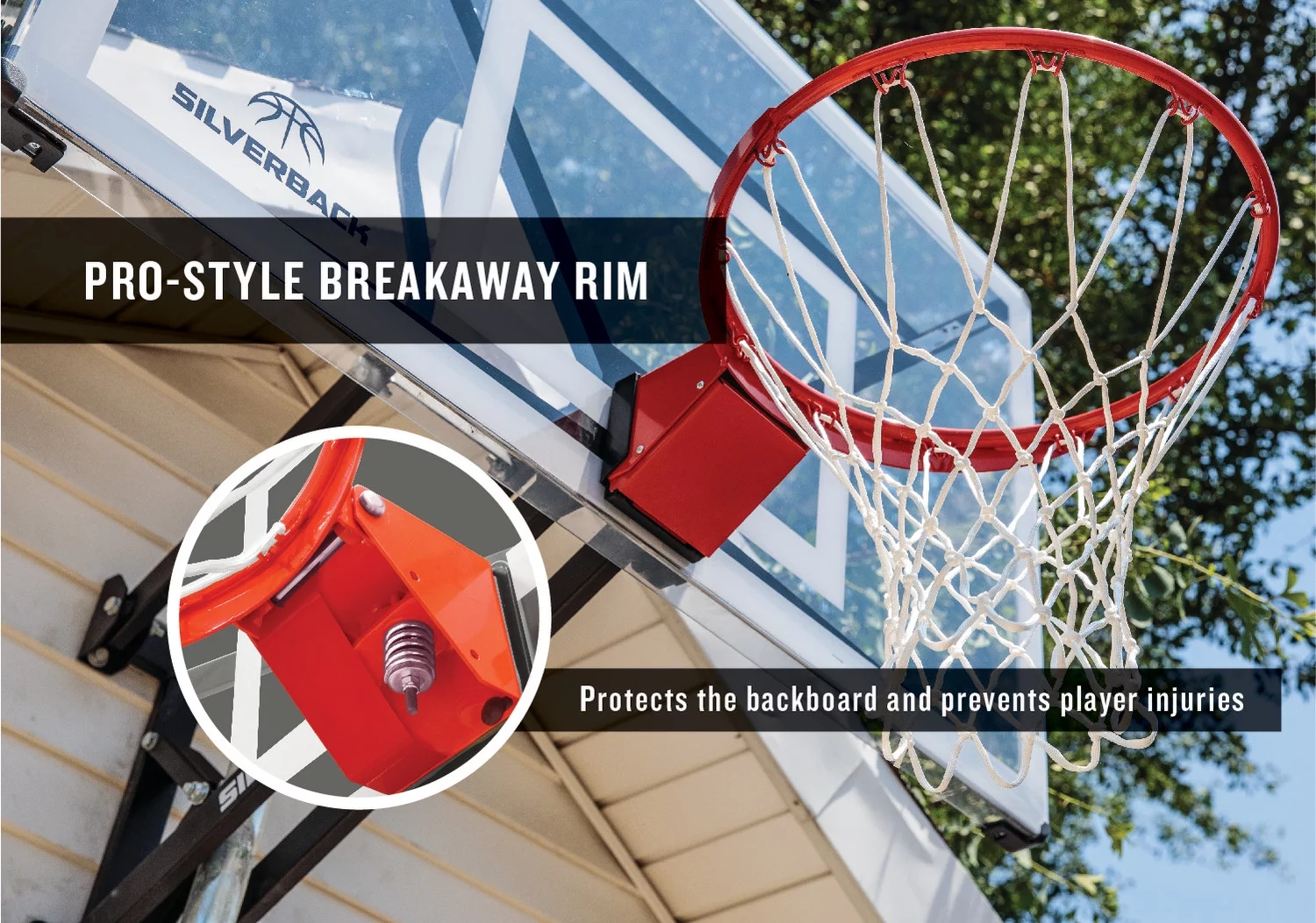 Silverback SBX 54″ Wall Mounted Adjustable-Height Basketball Hoop with Quick Play Design