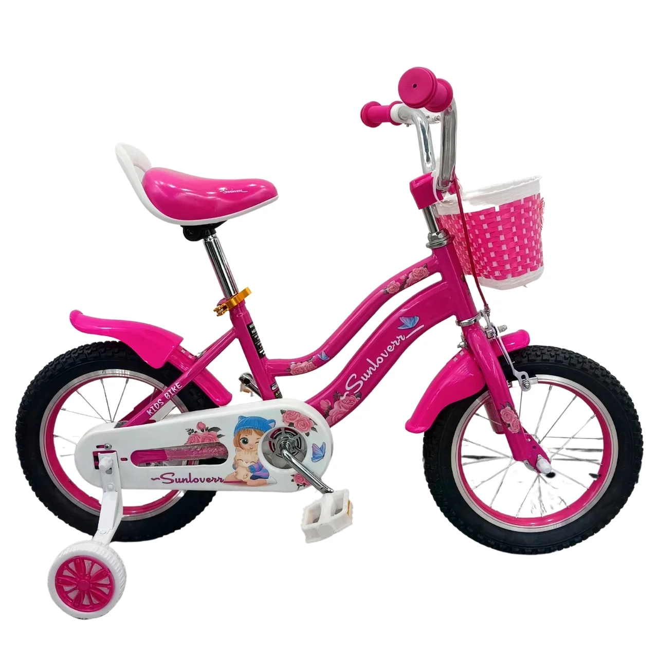 SUNLOVERR Pink Dreams Girls Bike for Toddlers and Kids Ages 3-5 Years Old, 12 Inch Kids Bike with Training Wheels & Basket