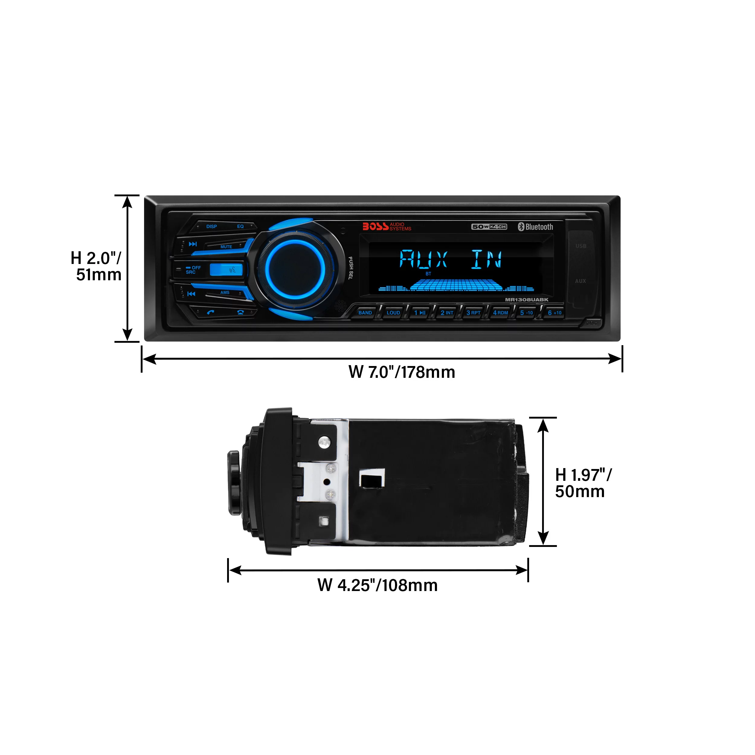 BOSS Audio Systems MR1308UABK Marine Receiver, Bluetooth, USB, SD, No CD