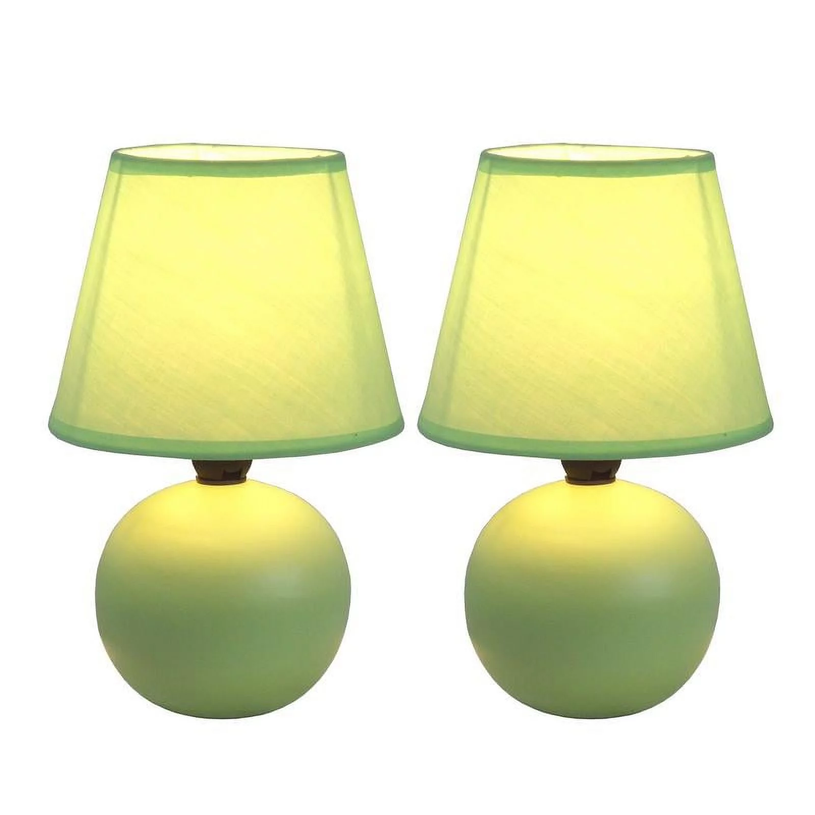 Simple Designs Mini Ceramic Globe Table Lamp 2 Pack Set